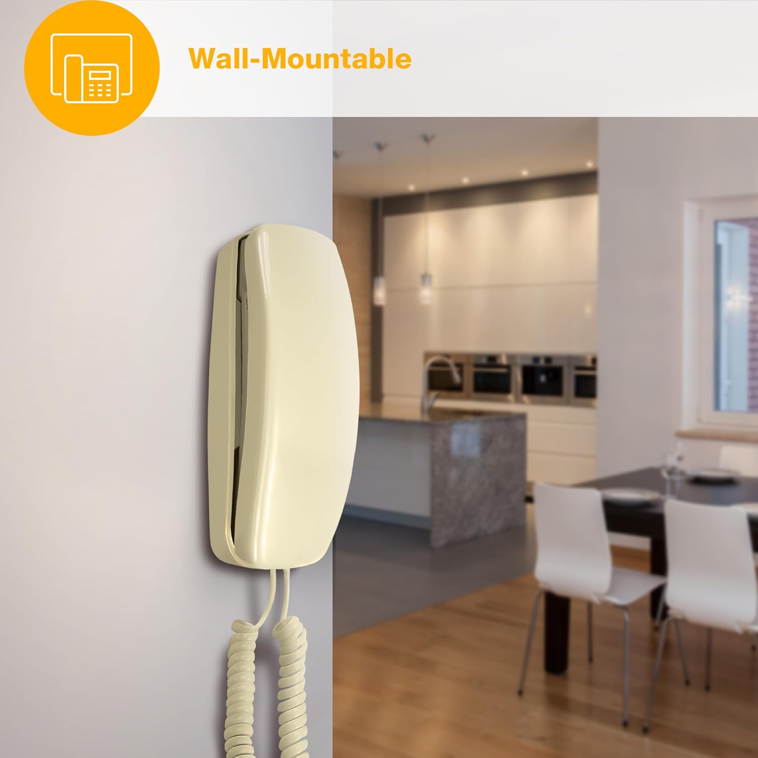 AT&T TRIMLINE 210 Corded Home Phone, No AC Power Required, Improved Easy-Wall-Mount, Lighted Big Button Keypad, 13 SpeedDial Keys, Last Number Redial, Mute, Flash, Volume Control, Beige - Image 11