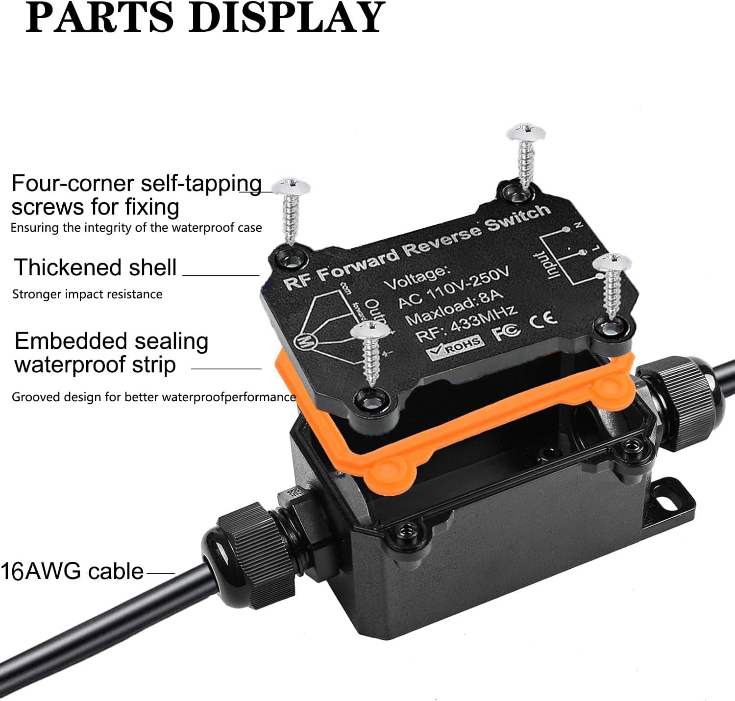 NEWNEWLIU AC110V Forward and Reverse Remote Control Switch,Waterproof Wireless Switch with 8 amps Remote Relay Receiver, AC110V-250V Linear Actuator Remote Switches for Motor - Image 5