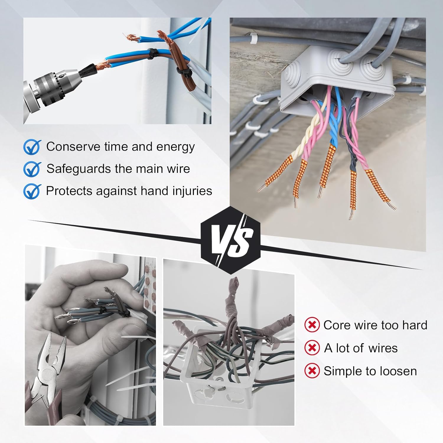 4 Pcs Multifunctional Wire Twister Tool for Drill, Lightweight Wire Nut Twister Compatible with 8 to 24 Awg and 2 to 7 Ways Effortlessly, Wire Nut Twister for Drill for Electrical Power Drill - Image 7