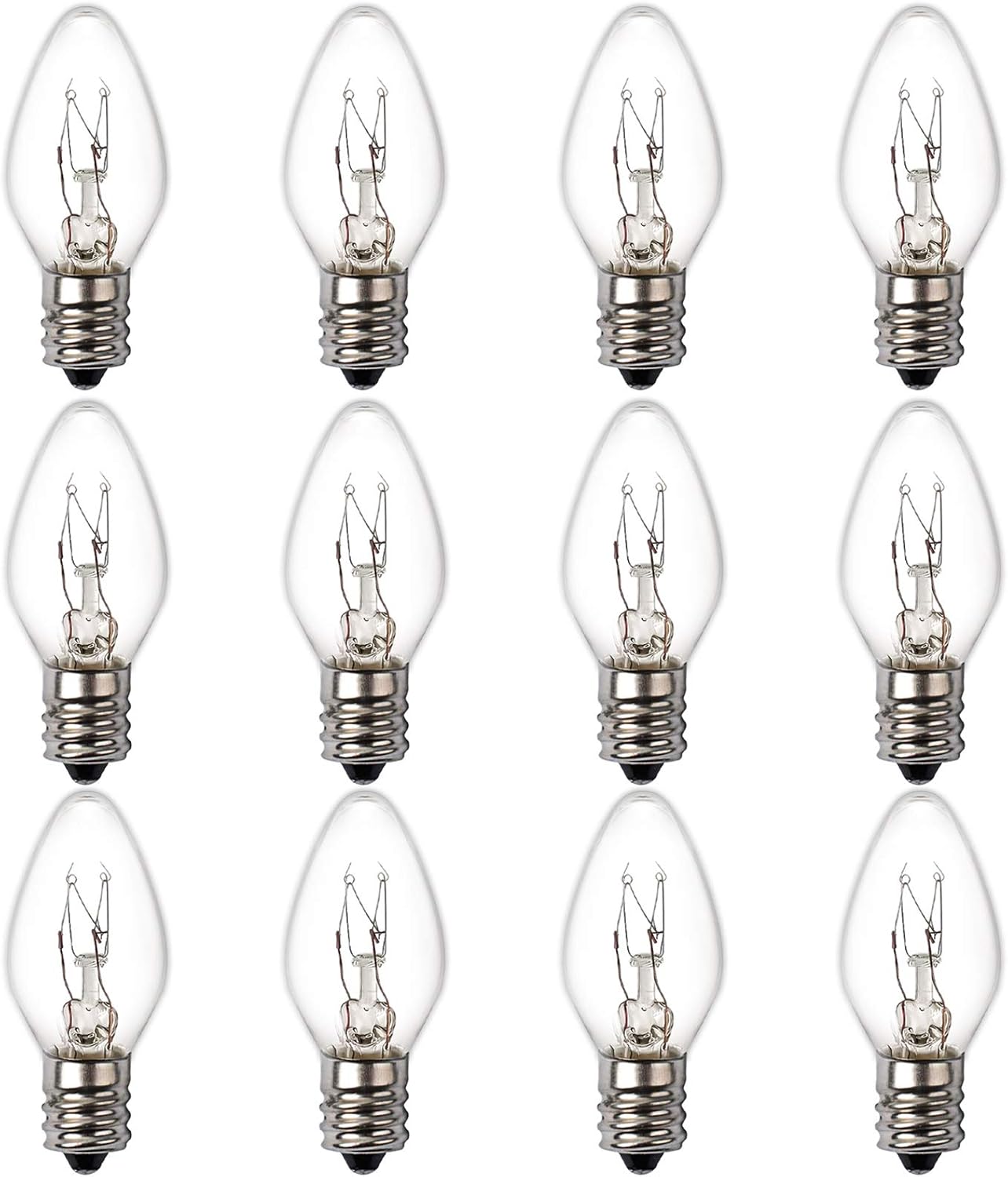 SalPhines 15 Watt Himalayan Salt Lamp Bulbs, 12Pack Dimmable Night Light Bulbs with E12 Base, for Rock Salt Lamp, Scentsy Warmer Wax Diffuser, Candle Warmers