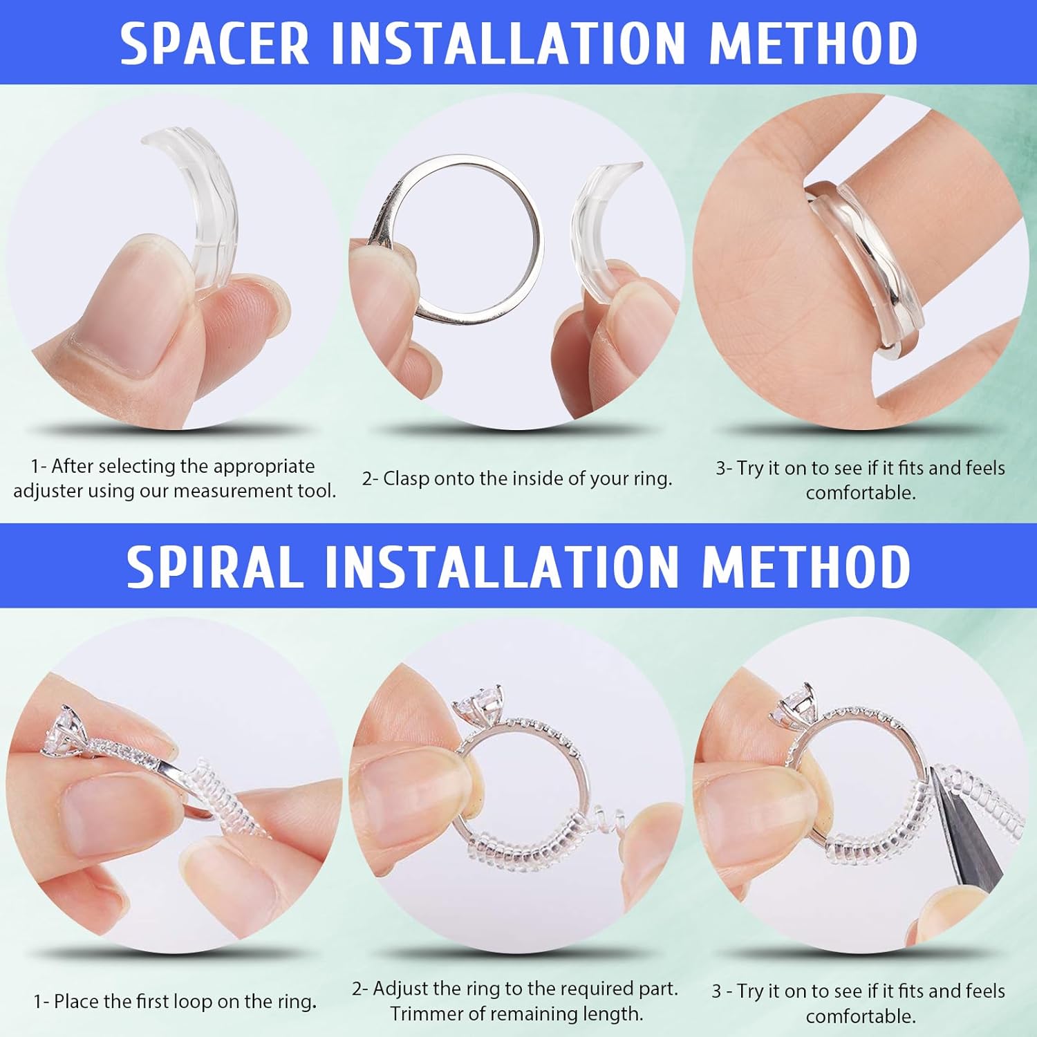 Eiito Ring Sizers & Guards for Loose Rings - Clip-Type Adjusters for Women & Men (8 Pack) - Image 4