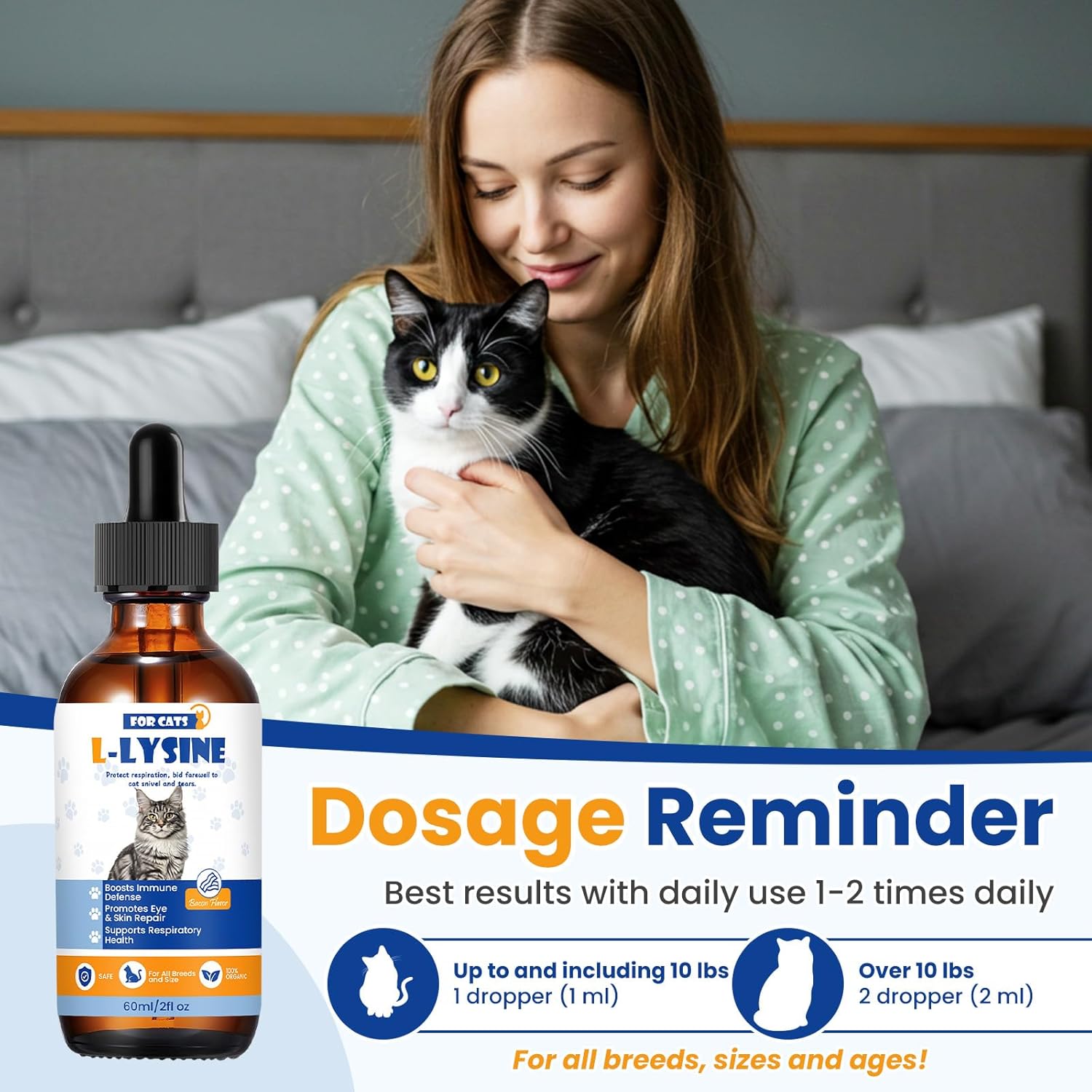 Premium Cat L-Lysine Liquid Drops for Immune Support and Respiratory Health Helps with Sneezing Eye Discharge and Stress Relief with Essential Vitamins and Taurine for Kittens and Adult Cats - Image 7