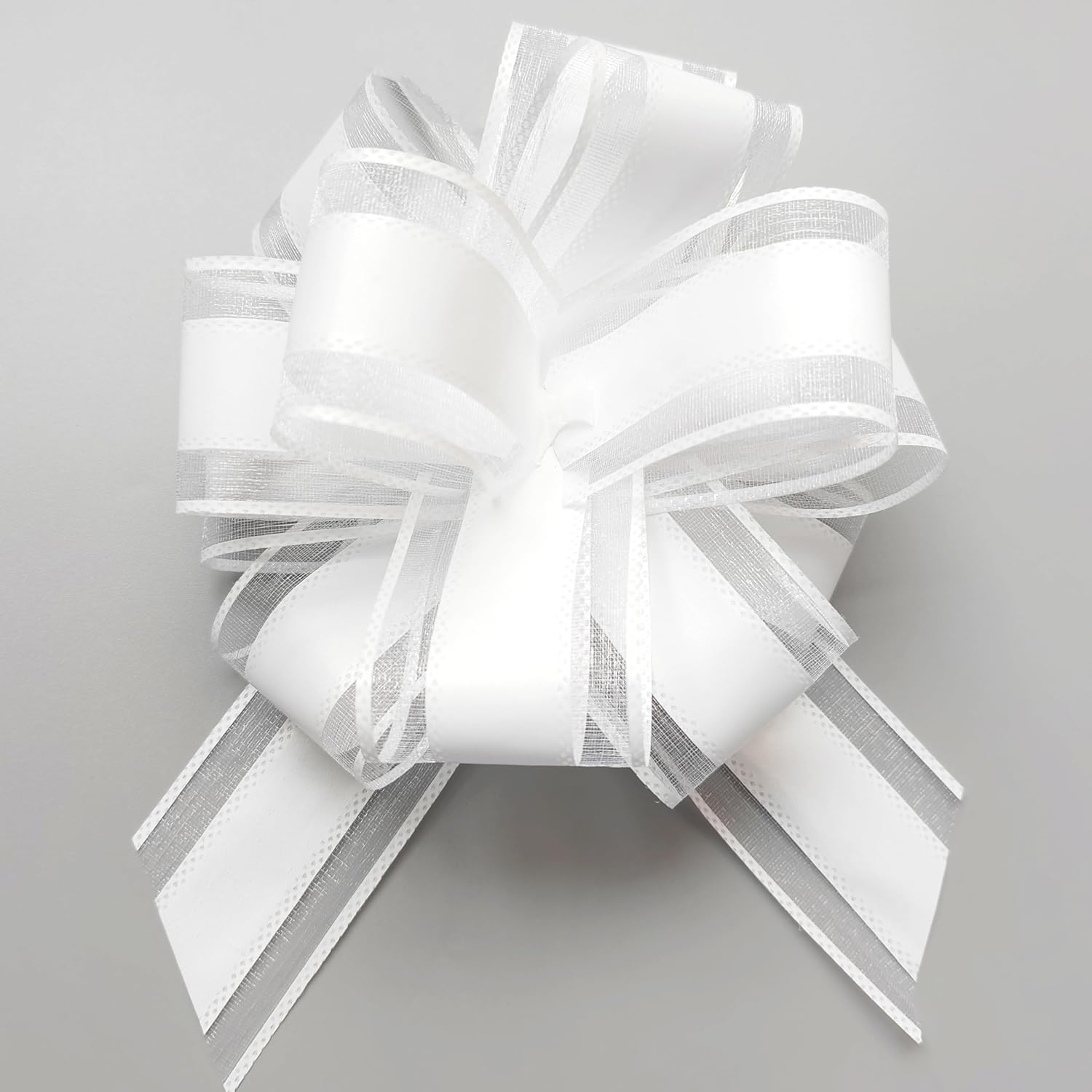 6 PCS Large Pull Bows 6 Inch White Bows for Gift Wrapping Wedding Basket Decorated Birthday Party Christmas Gift and Valentine's Day Gift Decorations