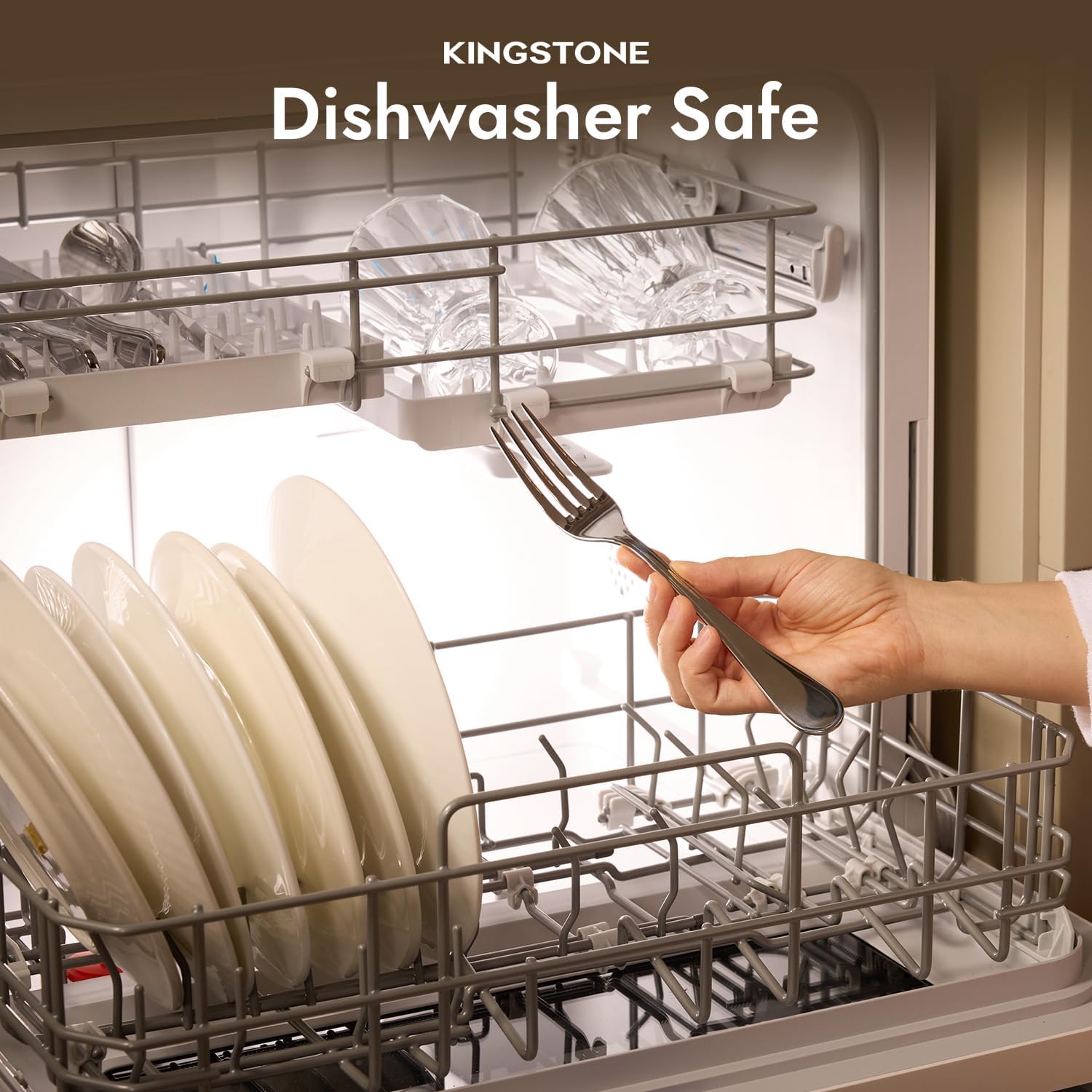 KINGSTONE 20 Piece Teardrop Silverware Set for 4, 18/10 Stainless Steel Flatware Set, Modern Design Cutlery Set for Home/Hotel/Wedding,Mirror Polished and Dishwasher Safe - Image 7