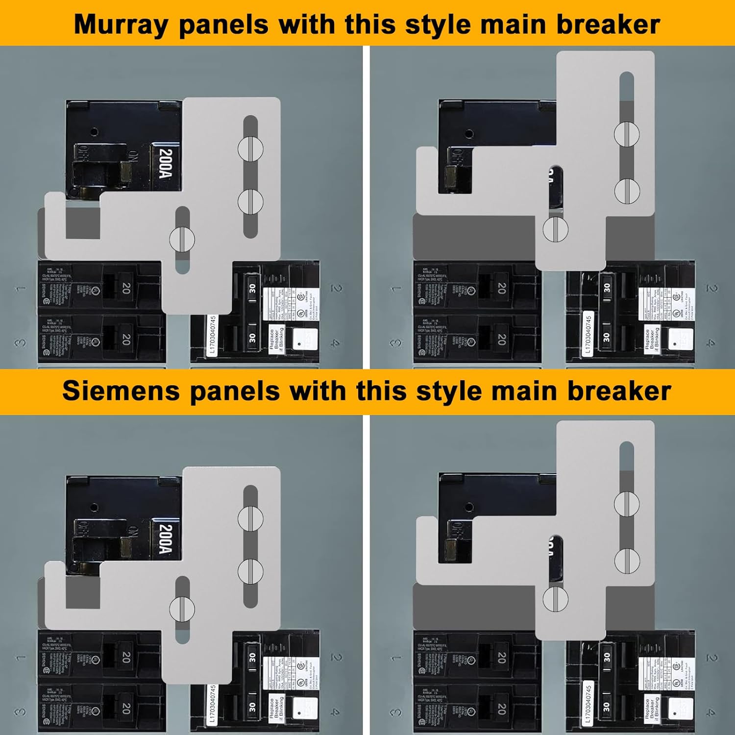 Generator Interlock Kit Compatible with Murray or Siemens 150 amp or 200 amp Panels,Professional and Interlock Kit,7/8-1 1/4" Spacing Between Main and Branch Breakers - Image 2