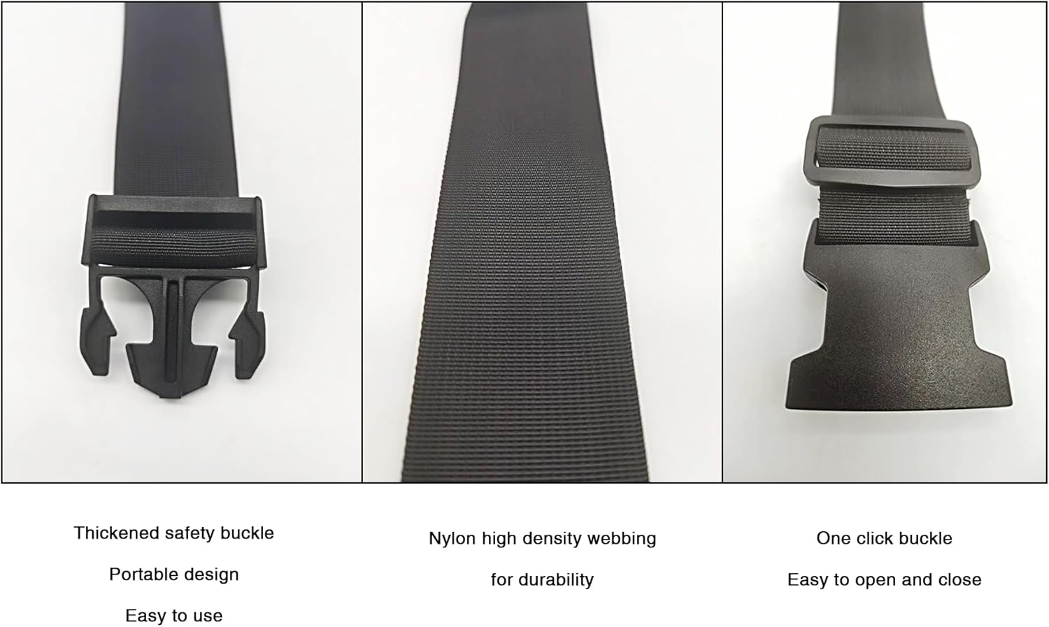 1pac Wheelchair Safety Strap Seat Belt Adjustable Anti-Fall Extra Long Size-Suitable Universal Harness with Buckle Patients Chair Medical Seniors Disable Prevent Sliding Belt Restraints Straps(Black) - Image 2