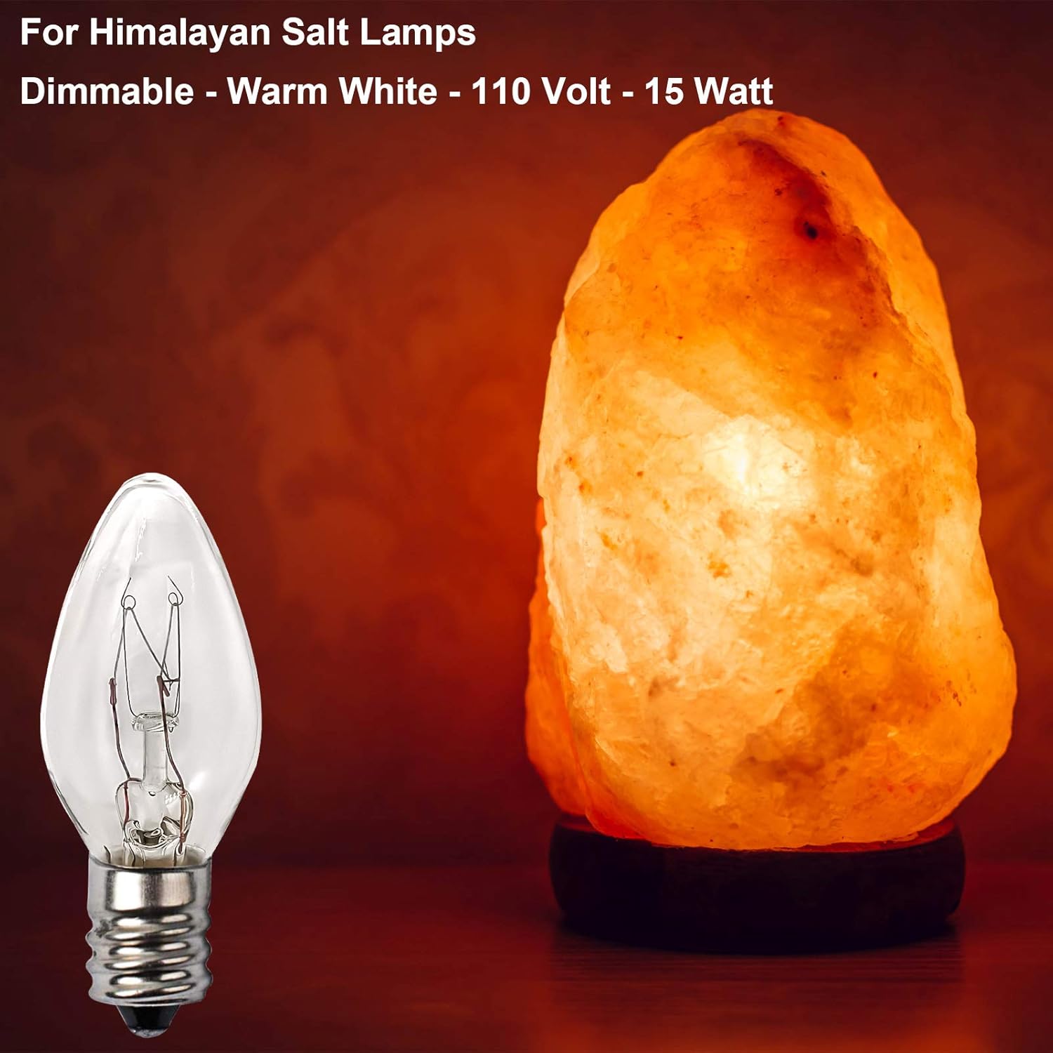 SalPhines 15 Watt Himalayan Salt Lamp Bulbs, 12Pack Dimmable Night Light Bulbs with E12 Base, for Rock Salt Lamp, Scentsy Warmer Wax Diffuser, Candle Warmers - Image 3