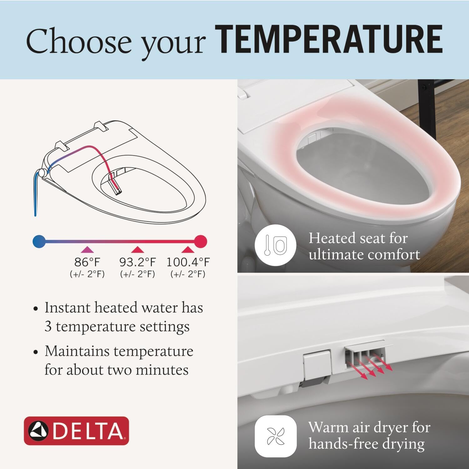 Delta Faucet Refresh Premium Elongated Electric Bidet Toilet Seat, Warm Water Bidet, Heated Seat Bidet, Bidet Attachment for Toilet, Toilet Seat Bidet, Bidet Toilet Seat Elongated, White 893006E-WH - Image 3