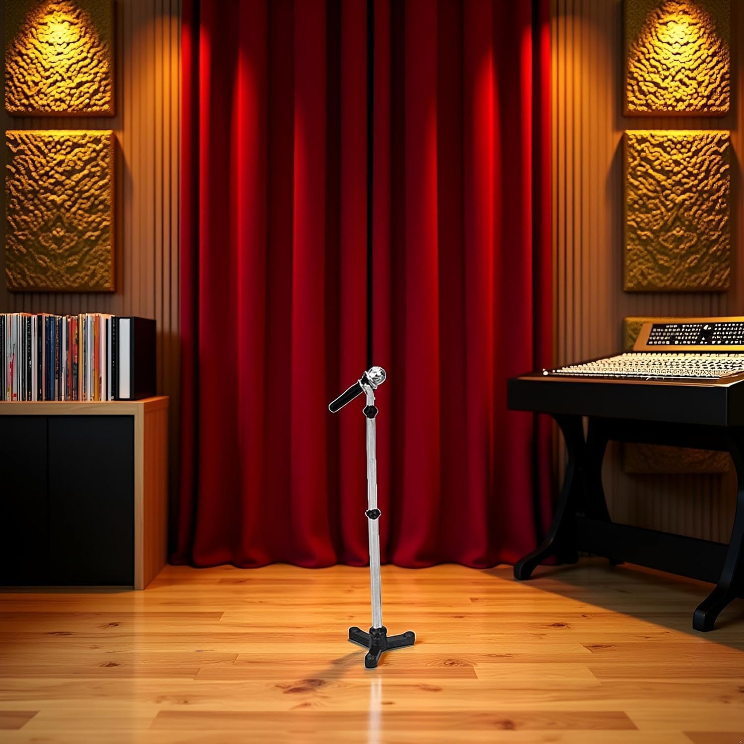 2Pcs Black Dollhouse Decoration Accessories, 1:12 Dollhouse Miniature Scene Model Microphone with Stand Play Toy, Decortion, Dollhouse Furniture, Doll's Microphone (90 x 18 mm) - Image 2