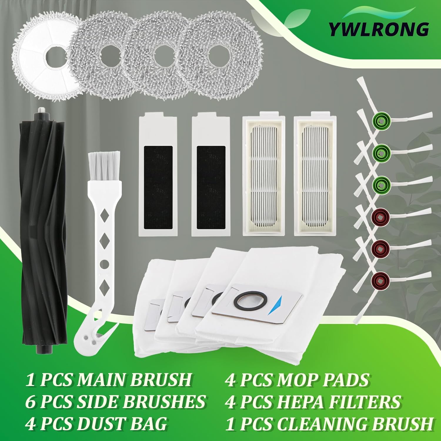 Replacement Parts for ECOVACS DEEBOT T20 Omni/T20 Max/ T20 Pro /T20e Omni Accessories Kit with 1 Rubber Brush,4 Dust Bags,4 Hepa Filters,4 Mop Pads,6 Side Brushes Vacuum Cleaner Set Accessories - Image 7