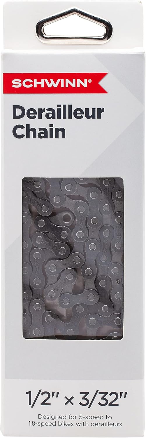 Schwinn Chain, Steel Replacement Chain, 112 Links, Fits Derailleur & Non-Derailleur Bikes, Single & Multi-Speed Bikes