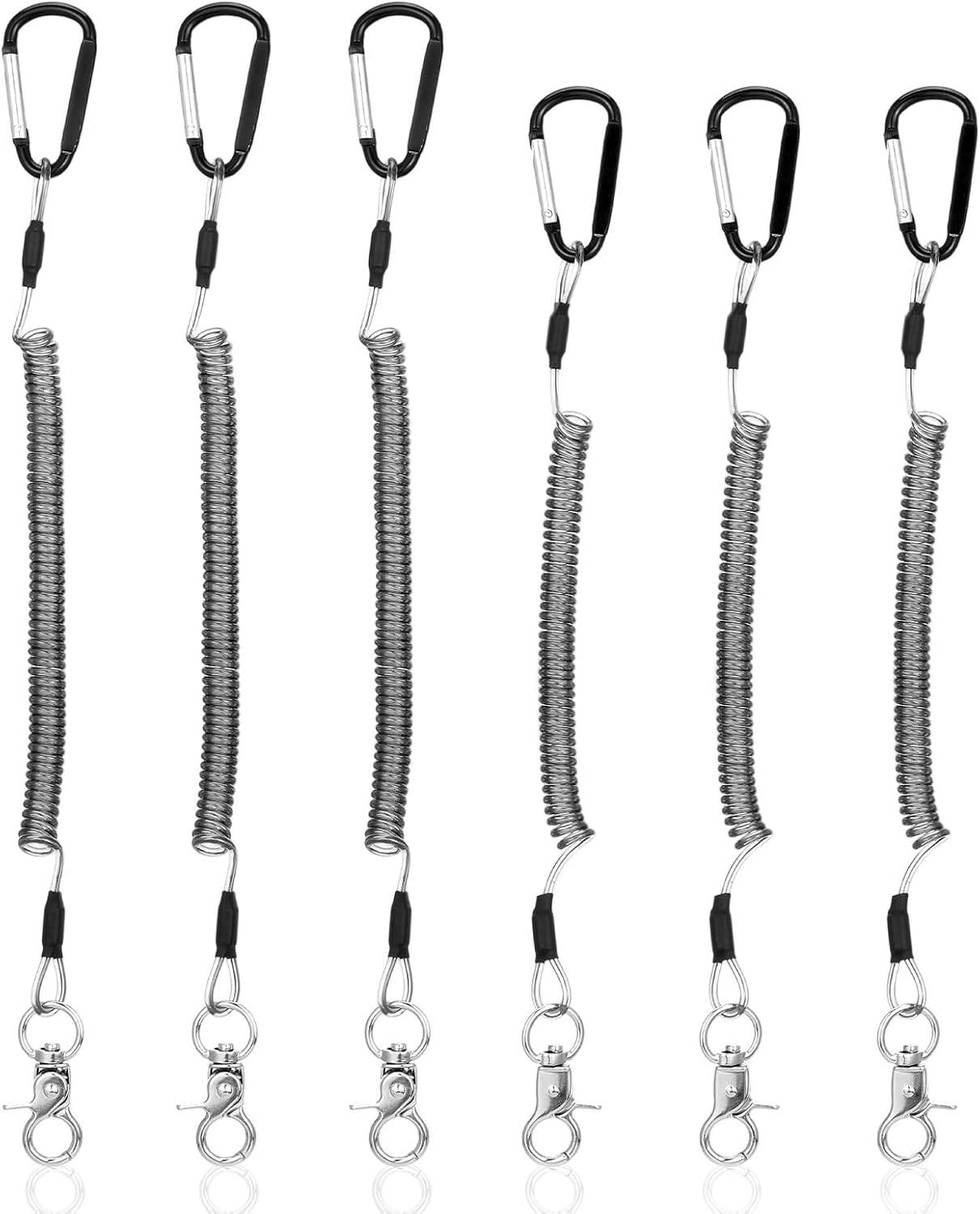 ElevateTech 6 Pack Coiled Fishing Lanyard for Kayak Fly Fishing Lanyards with Clips Heavy Duty Fish Rod Leash Steel Wire Coil Lanyard Kayak Tether Retractable Tool Lanyards for Pliers Boating - Image 8