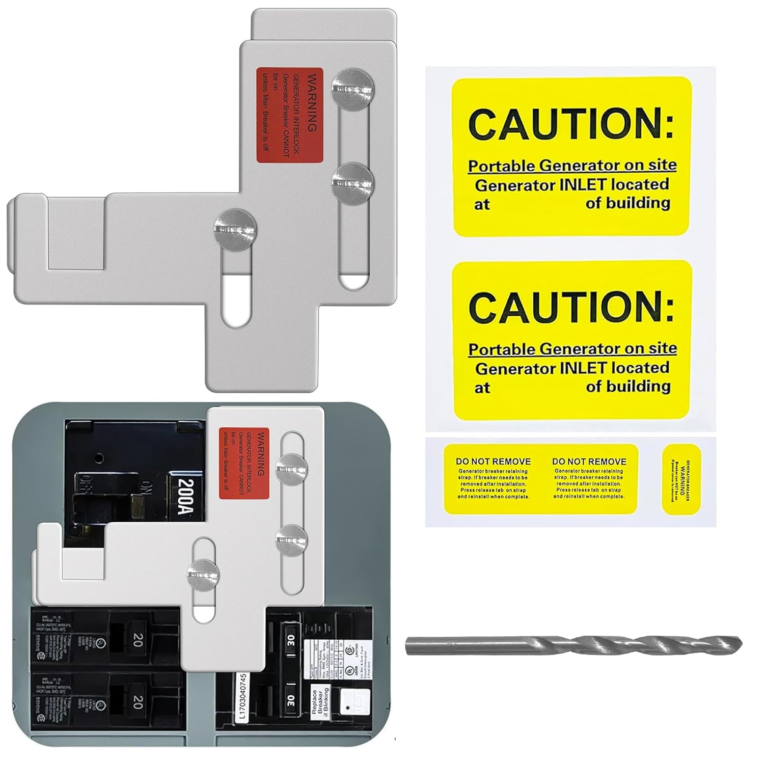 Generator Interlock Kit Compatible with Murray or Siemens 150 amp or 200 amp Panels,Professional and Interlock Kit,7/8-1 1/4" Spacing Between Main and Branch Breakers