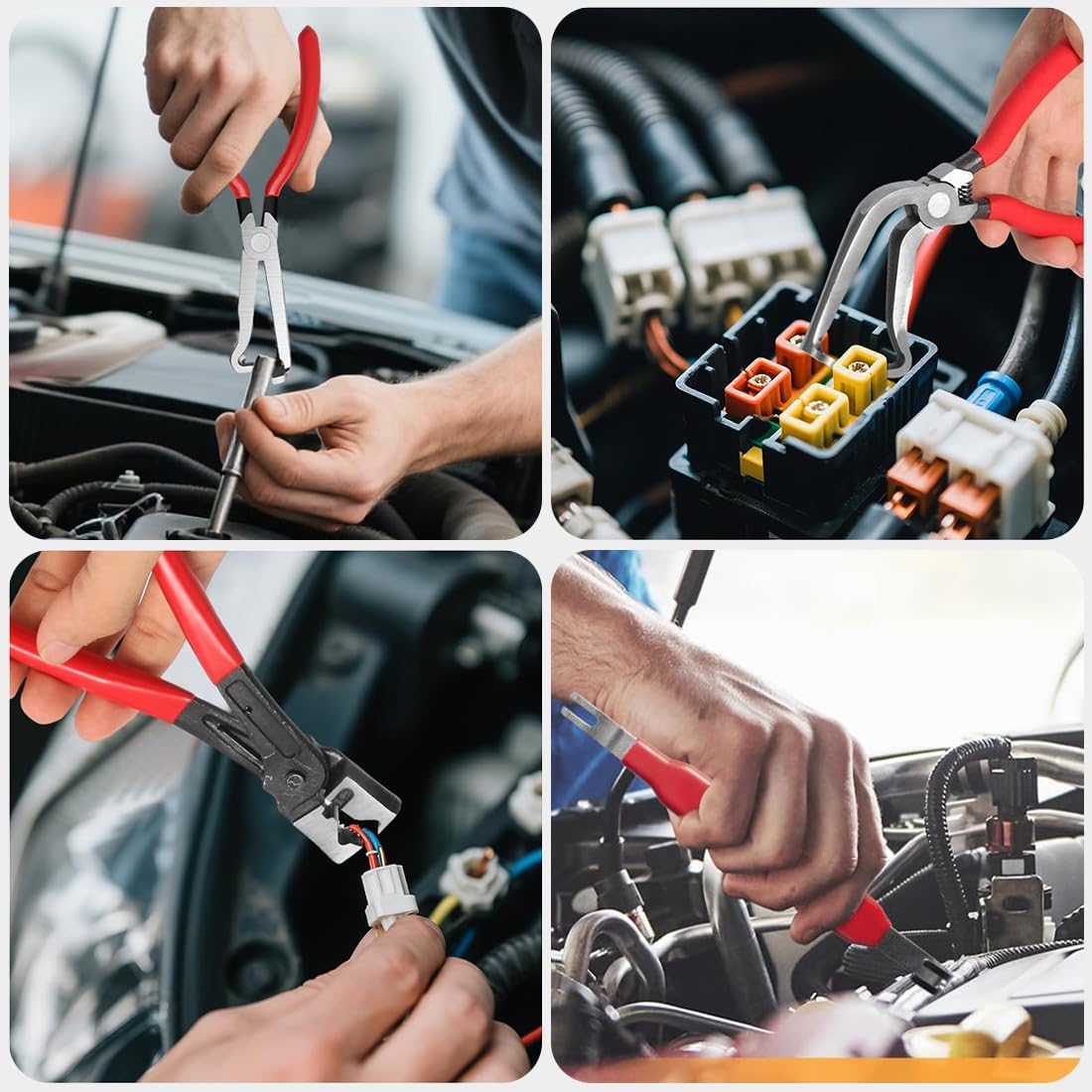 4 Pieces Automotive Electrical Disconnect Pliers Kit, High-Carbon Steel Connector Separator with Straight & 60° Pliers, Hose Clamp Plier, Plug Release Tool and Wire Terminal Removal in Storage Box - Image 8