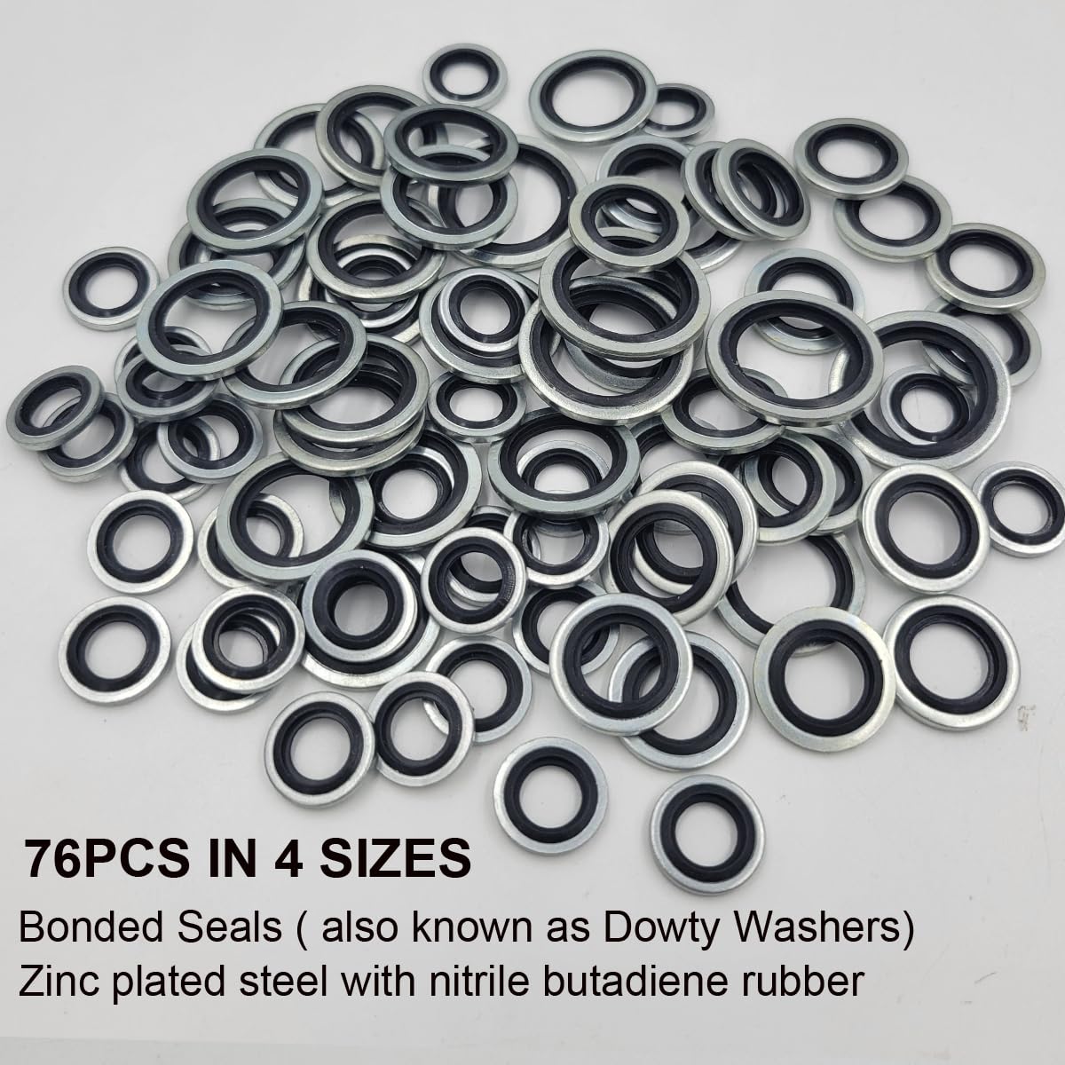 1/8'', 1/4'', 3/8'', 1/2'' Self-Centered Bonded Seal Oil Washers Drain Plug Gasket Assortment Kit - Image 3