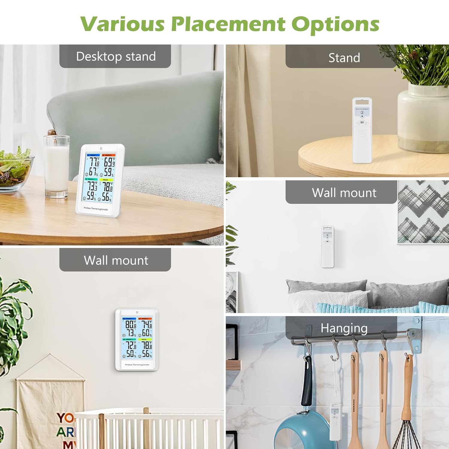 KeeKit Indoor Outdoor Thermometer, Wireless Digital Hygrometer Thermometer with 3 Remote Sensors, Temperature Humidity Monitor with Alarm Function, Replaceable °C and °F for Home - Image 7