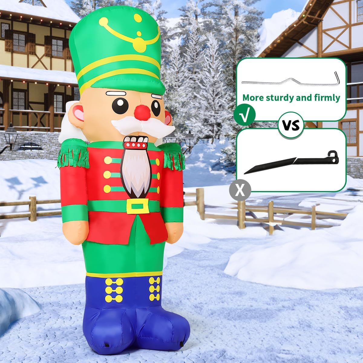 COMIN 6.5FT Christmas Inflatable Nutcracker Soldier Blow-Up Yard Decoration with LED Lights Xmas Holiday Décor for Outdoor Lawn Garden - Image 4