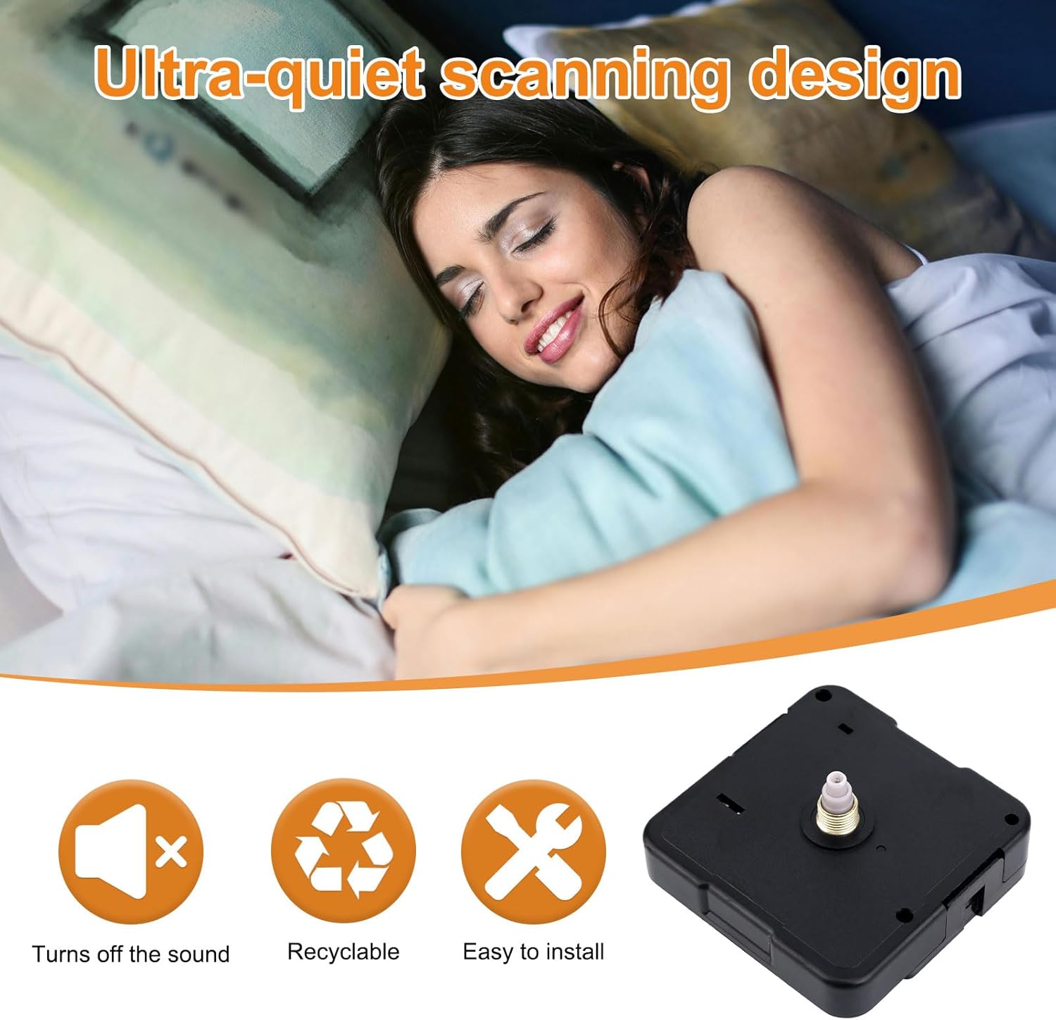 Quartz Clock Mechanism Replacement, 17/32 Inch Shaft Length Quartz Wall Clock Silent Movement Replacement Motor Battery Operated DIY Repair Parts, No Battery - Image 6