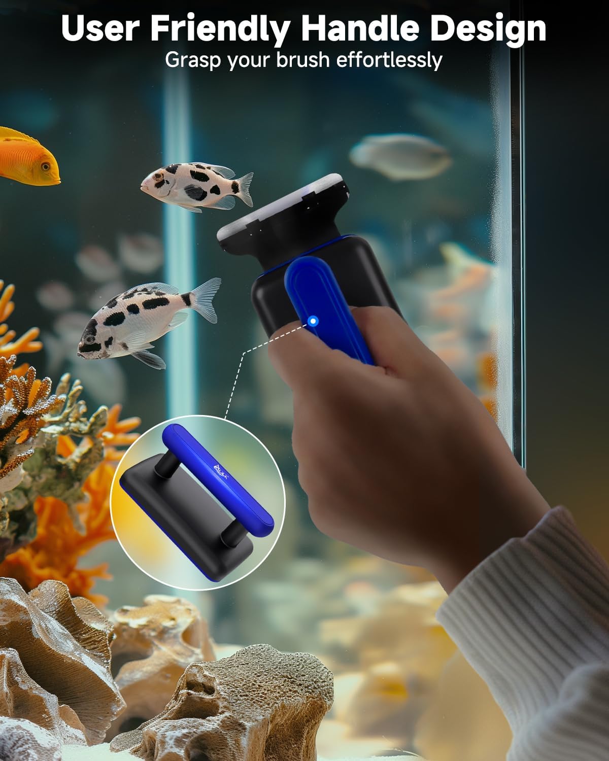 AQQA Magnetic Aquarium Fish Tank Glass Cleaner, Dual-Blades Algae Scraper Glass Cleaner Scrubber, Double Side Floating Aquarium Magnetic Brush for 0.4-1.0 Inch Thick Glass Aquariums Tank (XL) - Image 6