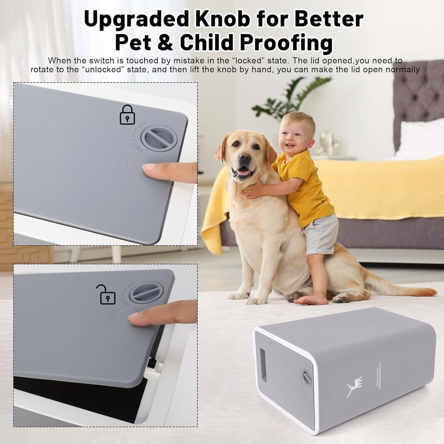 XPIY Trash Can with Lid, 2 Pack 4 Gallons/15 Liters Garbage Can with Press Top, Small Trash Can Dog Proof, Plastic Trash Bin, Waste Basket for Bathroom|Kitchen|Bedroom|Office (2, Grey) - Image 2