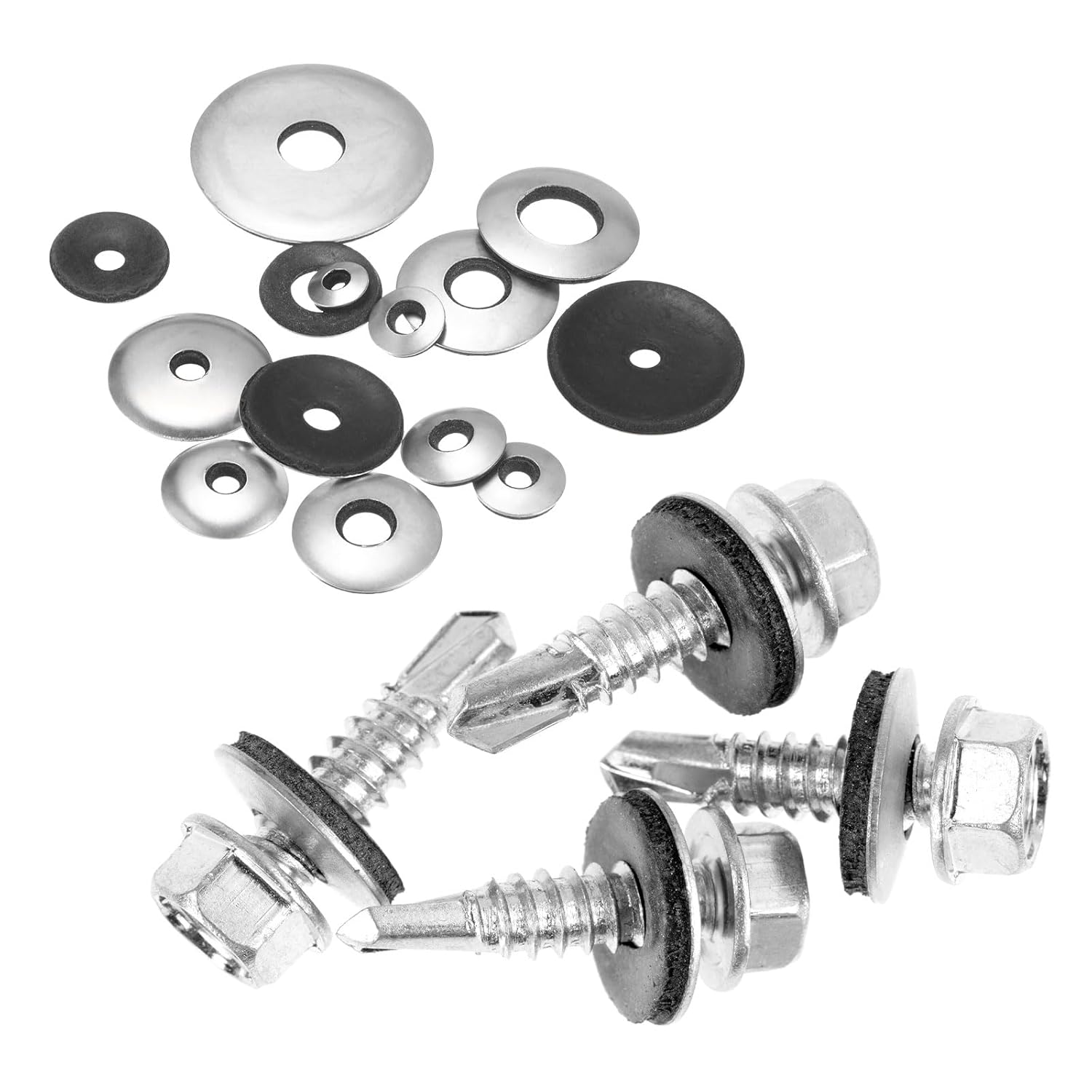 M METERXITY 10-Pack EPDM Bonded Sealing Rubber Washers, 304 Stainless Steel 1/2" x 1" OD Neoprene Rubber Washers Gasket for Bolts/Screws/Machinery/Ships/Roof - Image 5