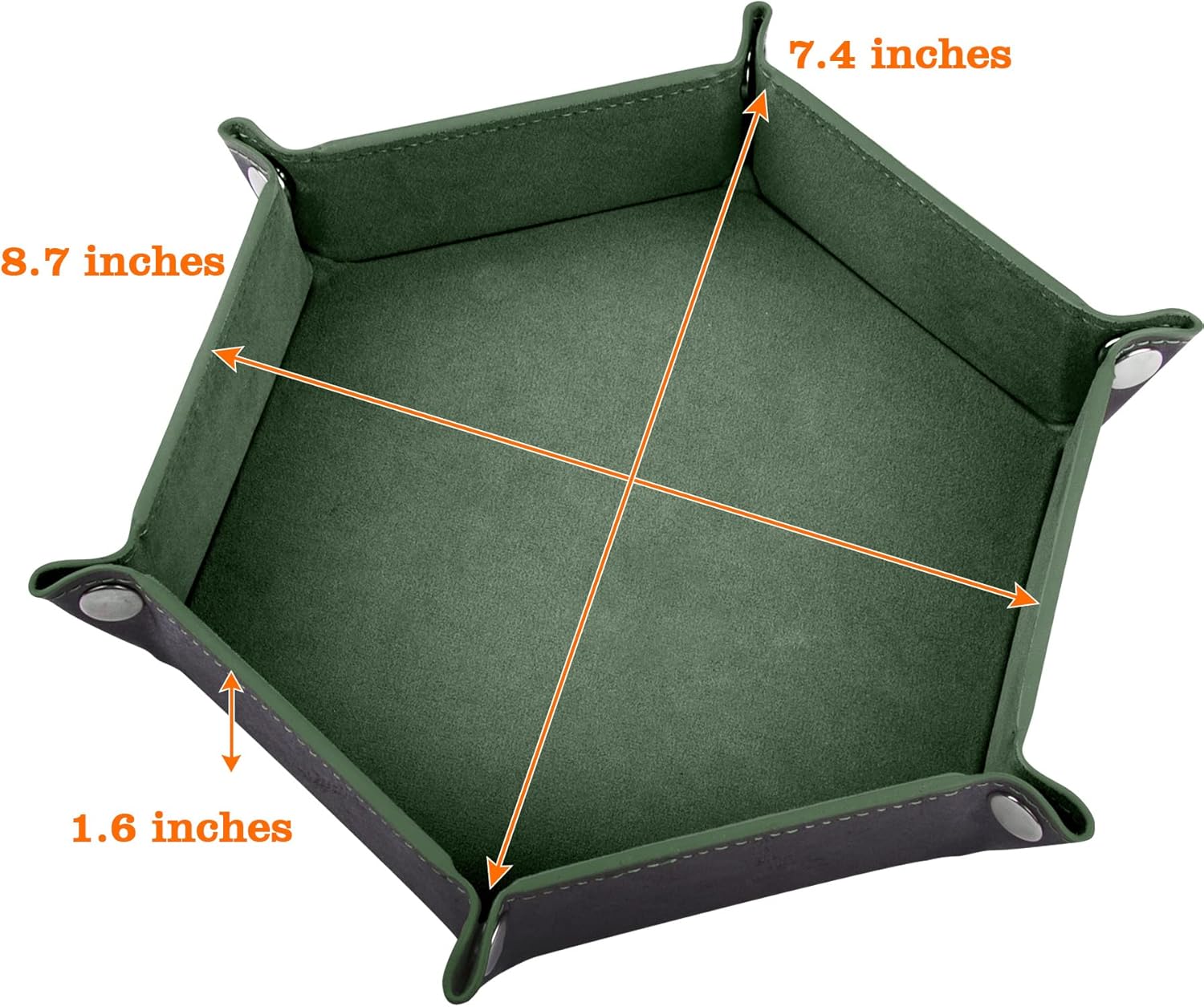 SIQUK 2 Pieces Dice Tray PU Leather Dice Trays Portable Folding Hexagon Dice Roller Tray for Dice Games Like RPG, DND and Other Table Games (Dark Green, Violet) - Image 2