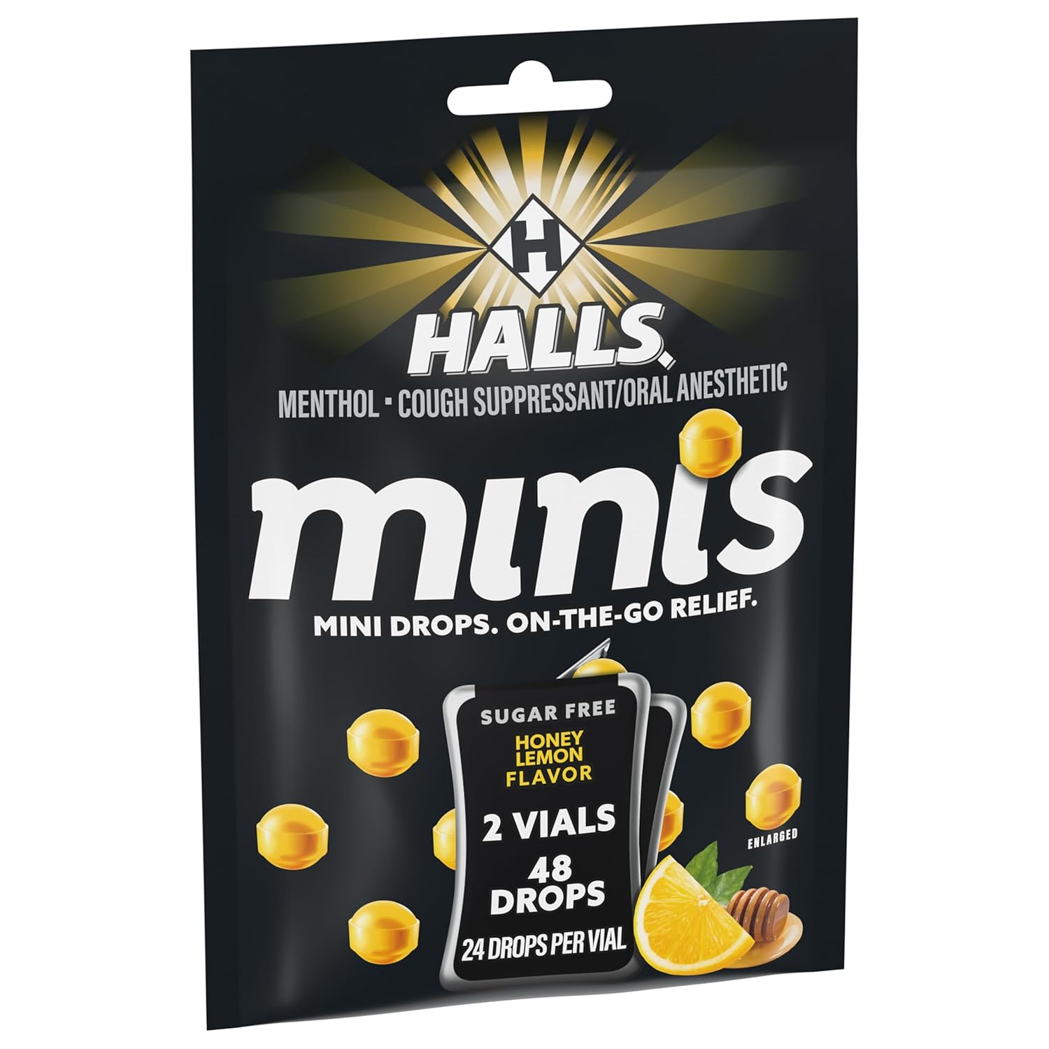 Halls Minis Honey Lemon Flavor Sugar Free Cough Drops, 48 Drops - Image 9