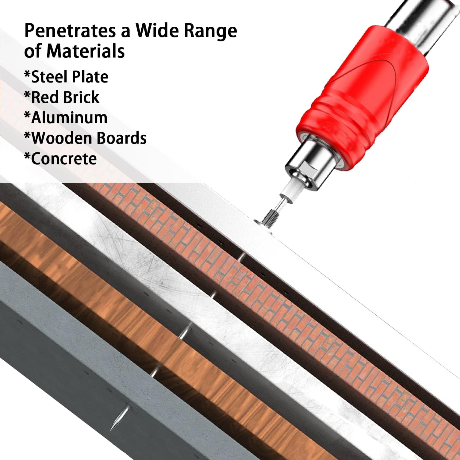 DLronwey Threaded Manual Steel Nail 50 pcs,Concrete Nail Wall Fastening Tool,for Concrete Ceiling Cable Ducts Fixed Slotting Device Repair Tool Home DIY Nail Gun Accessories - Image 4