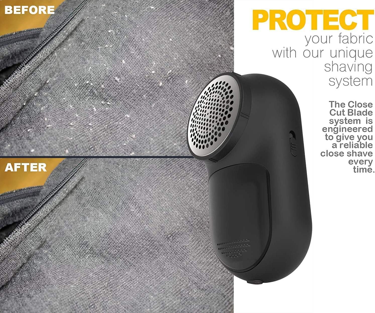 Rechargeable Fabric Shaver, Magictec Lint Remover Sweater Defuzzer Lints Fuzzs Pills Pilling Trimmer for Clothes and Furniture -Battery Operated (Black) - Image 2