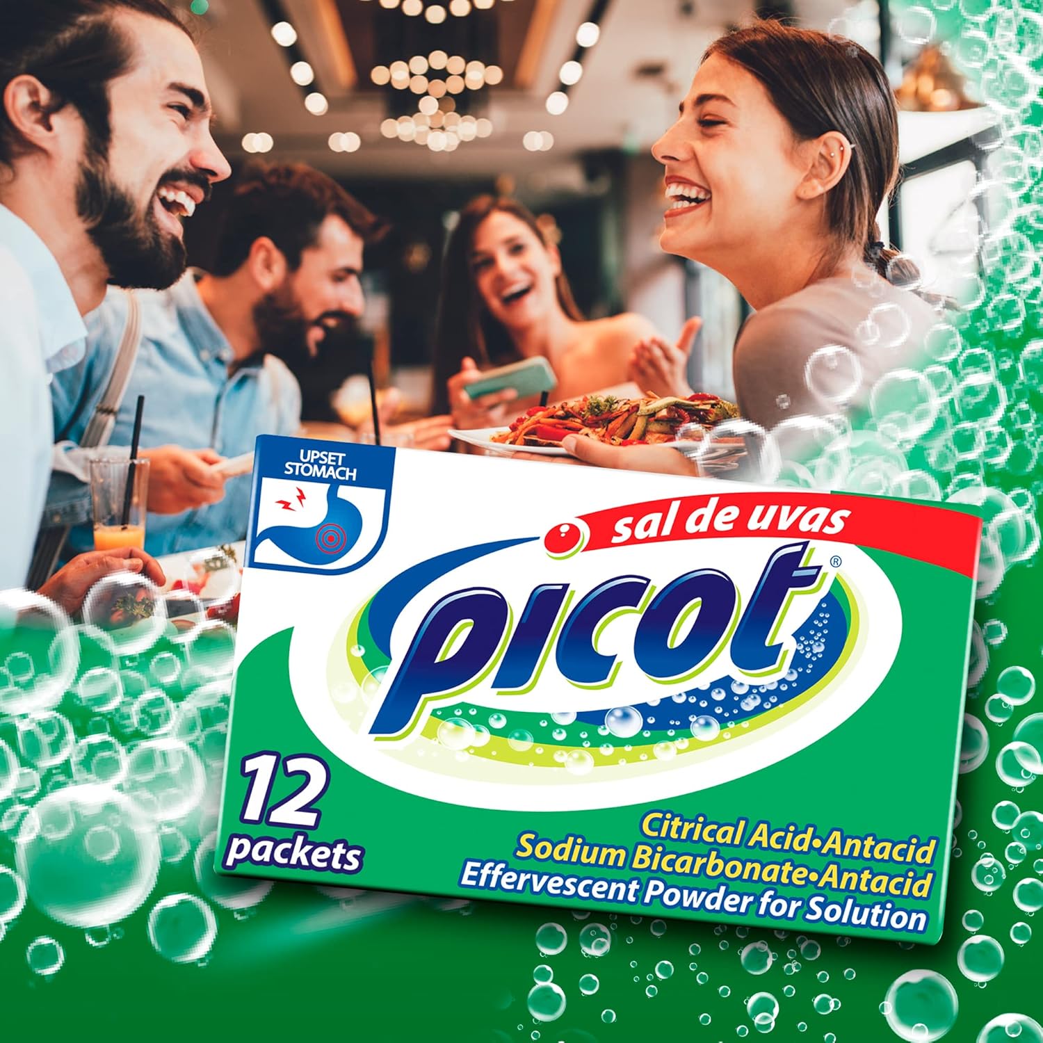 Sal de Uvas Picot, Effervescent Powder Solution, Antacid, 0.17 Oz, 3-Pack of 8 Packets, 3 Boxes. - Image 4