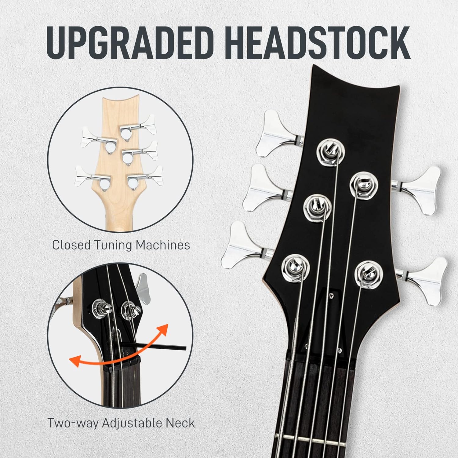 Ktaxon 5 String Electric Bass Guitar, Full Size Standard Right Handed Rosewood Fretboard Bass Kit with Gig Bag Strap Cable Wrench Tool (Burlywood) - Image 4