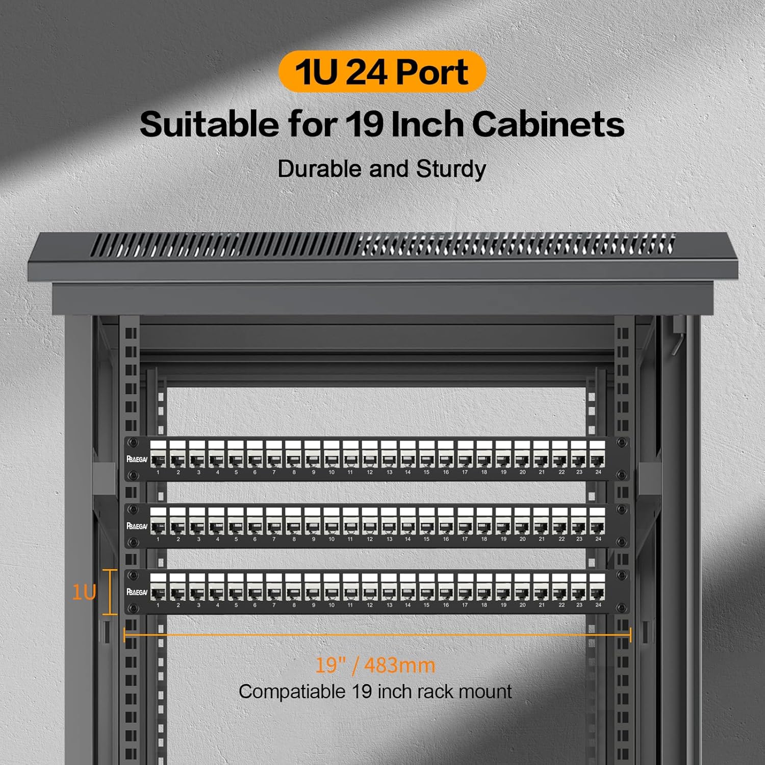 PBAEGAV Patch Panel 24 Port with 24 Pcs Cat6A Keystone Jack STP 10G Support with Removable Back Bar 1U Network Patch Panel 19 Inch for Cat6,Cat5e,Cat5 (CAT6A, 1U24Port) - Image 7