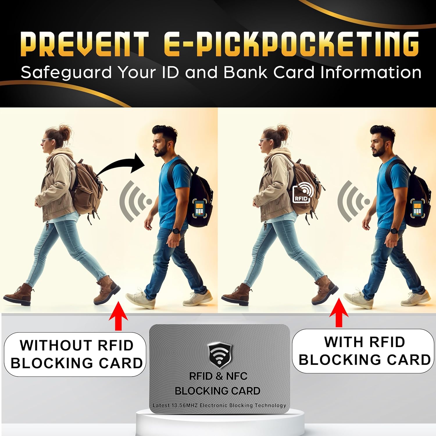 SaiTech IT 5 Pack RFID Blocking Cards, One Protects Entire Wallet Purse, NFC Contactless Bank Debit Credit Card Protector ID ATM Guard - Grey - Image 3