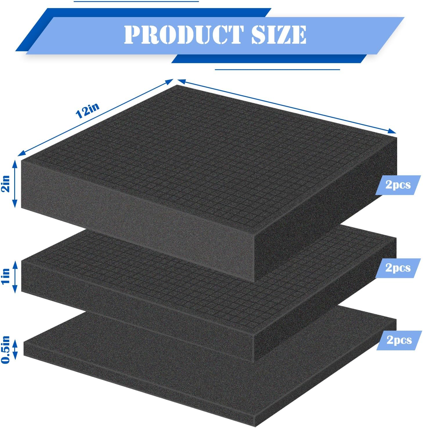 6 Pcs Pick and Pluck Foam 16" L x 12" W Packing Pick Apart Foam Inserts for Case Pre-Cubed High Density for Case Tool Camera - Image 2