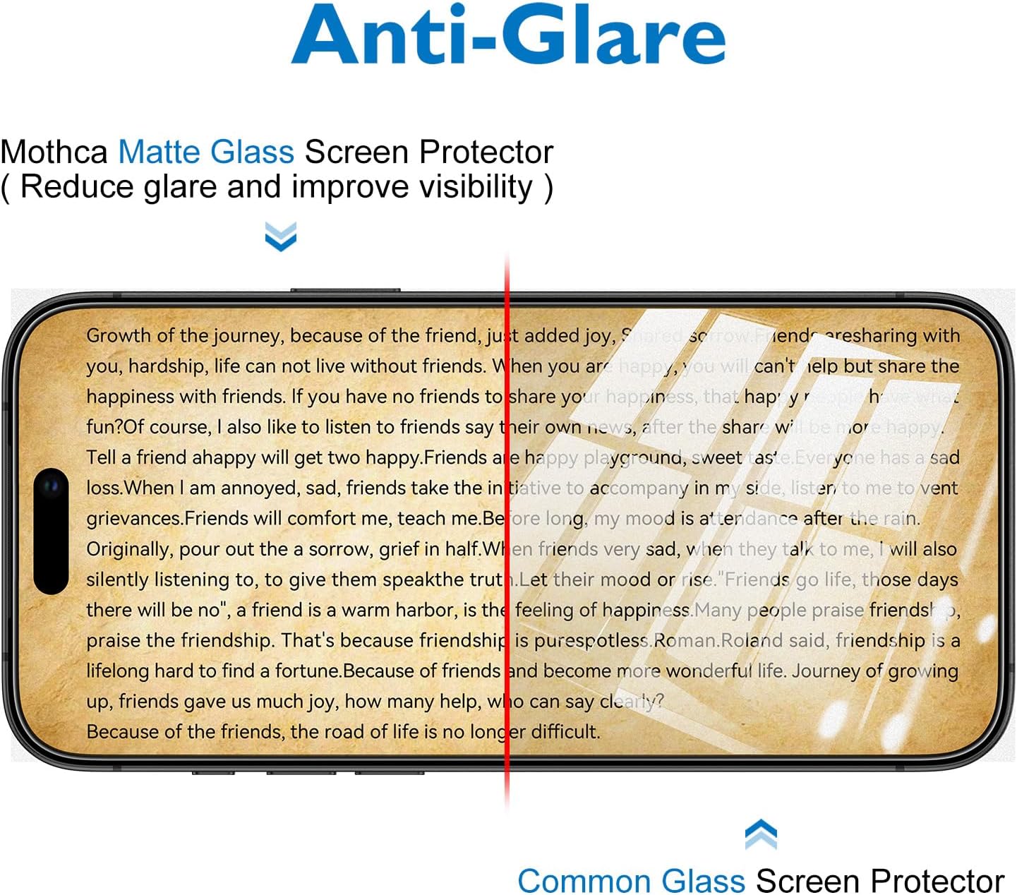 Mothca 2 Pack Matte Glass Full Coverage Screen Protector for iPhone 17 / iPhone 16 Pro 6.3-inch, Anti-Glare Anti-Fingerprint Black Edge Tempered Glass Film with Easy Installation Tool, Smooth as Silk - Image 5