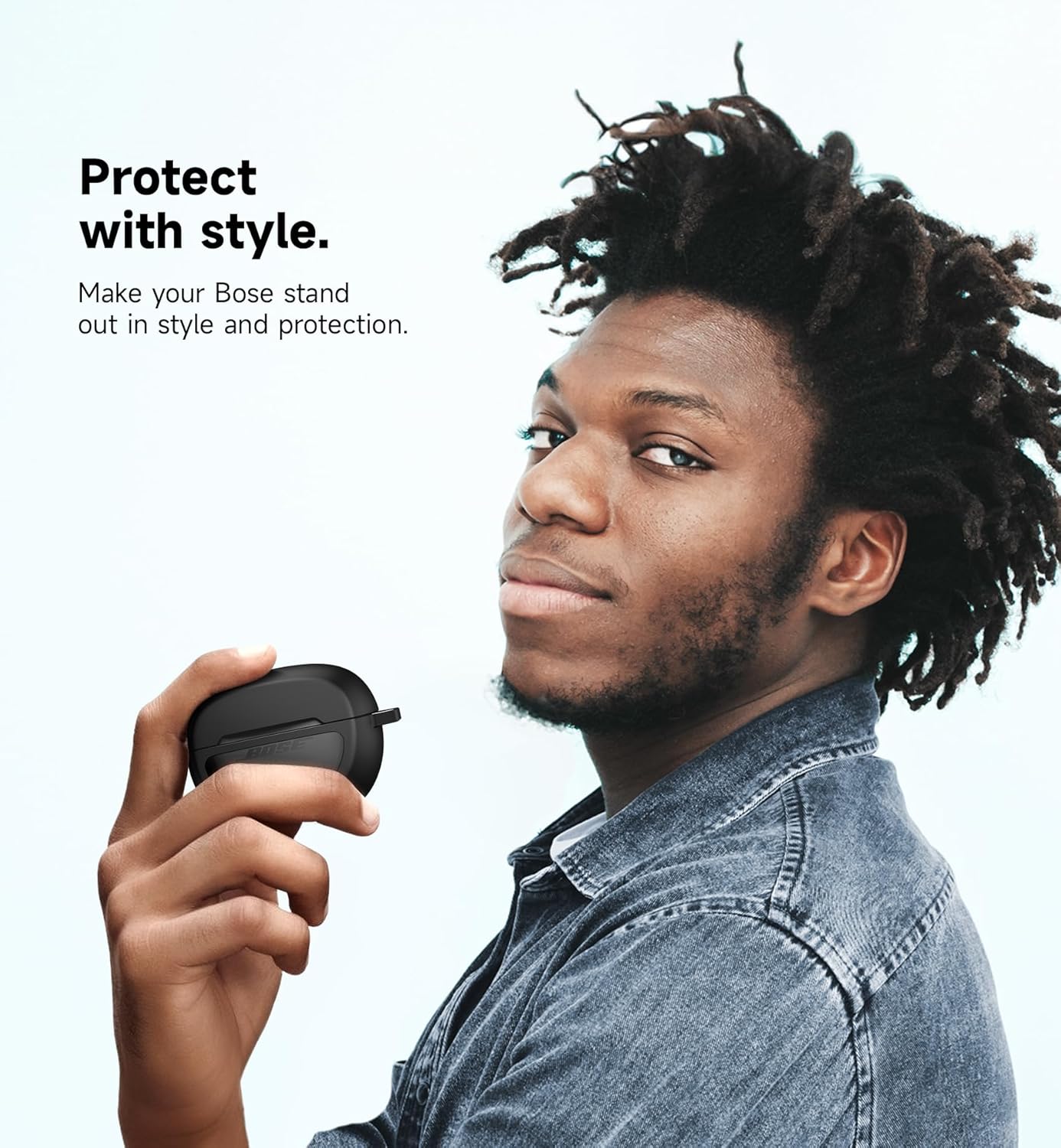 SURITCH Case Cover for Bose Ultra Open Earbuds(2024), Shockproof Protective Cover for Bose Ultra Open Wireless Ear Earbuds Charging Case Accessories with Carabiner, Black - Image 7