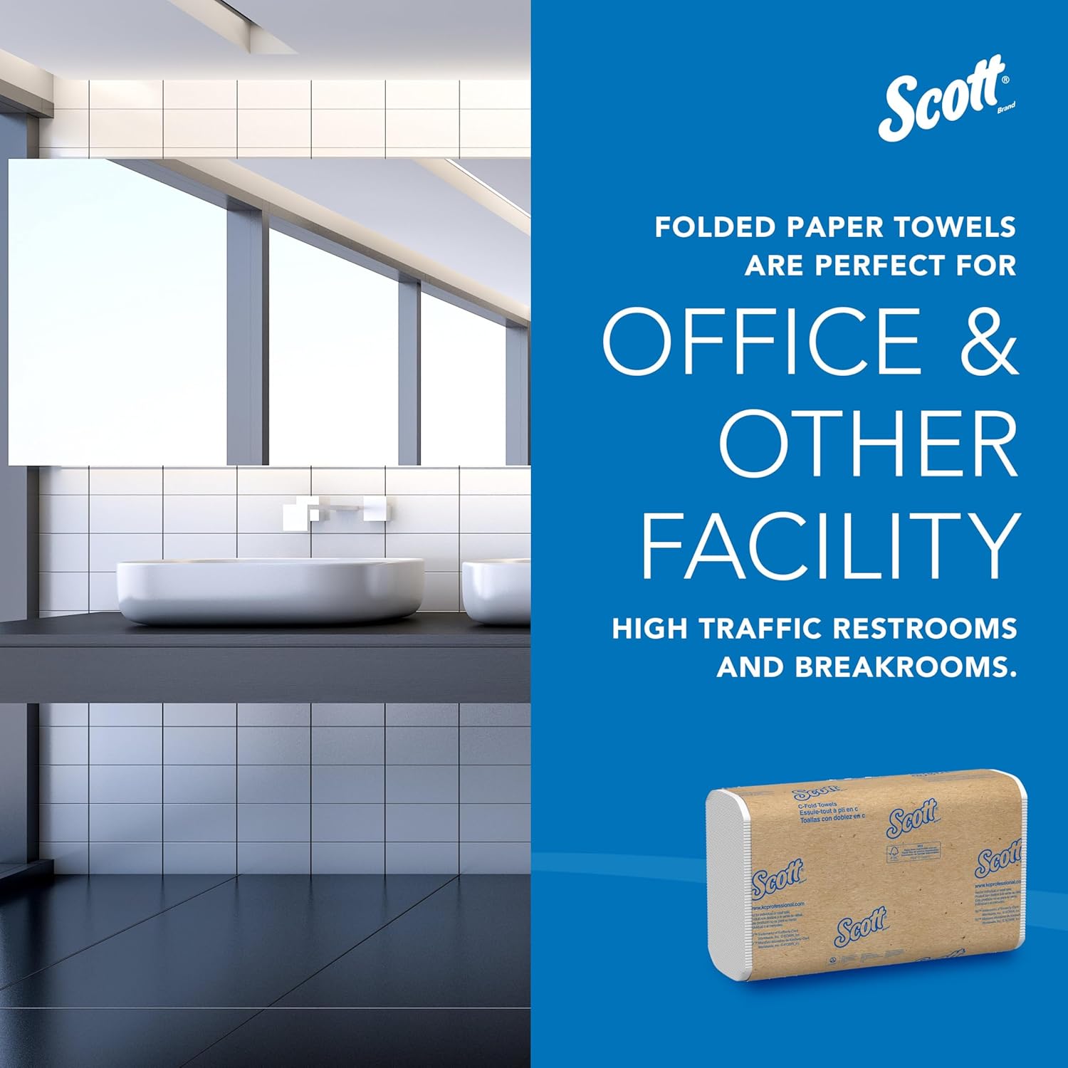 Scott Professional Essential C-Fold Folded Paper Towels, Bulk (01510), Fast-Drying Absorbency Pockets, 13.15"x10.125" Towel, White (200 Sheets/Pack, 12 Packs/Case, 2,400 Sheet Total) - Image 9