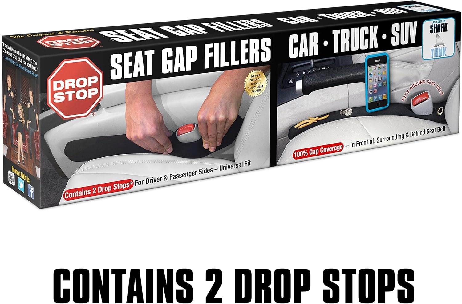 Drop Stop - The Original Patented Car Seat Gap Filler (AS SEEN ON Shark Tank) - Set of 2 and Slide Free Pad and Light - Image 2