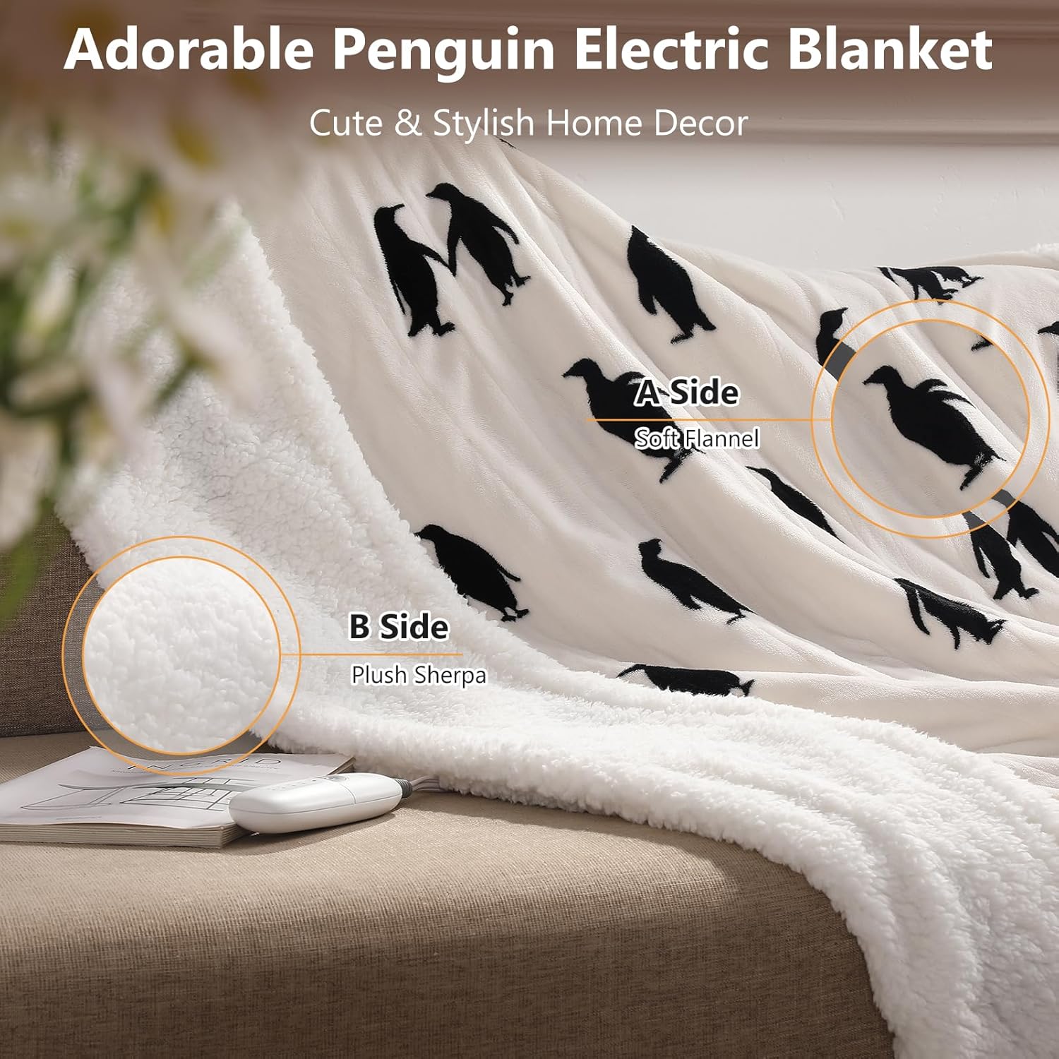 Electric Throw Blanket Heated Blanket Throw with 5 Heating Levels & 4 Hours Auto Off 50"x60" Cute Heated Throw Blanket with ETL & FCC Certification for Home Office, Machine Washable, Great Gift - Image 4