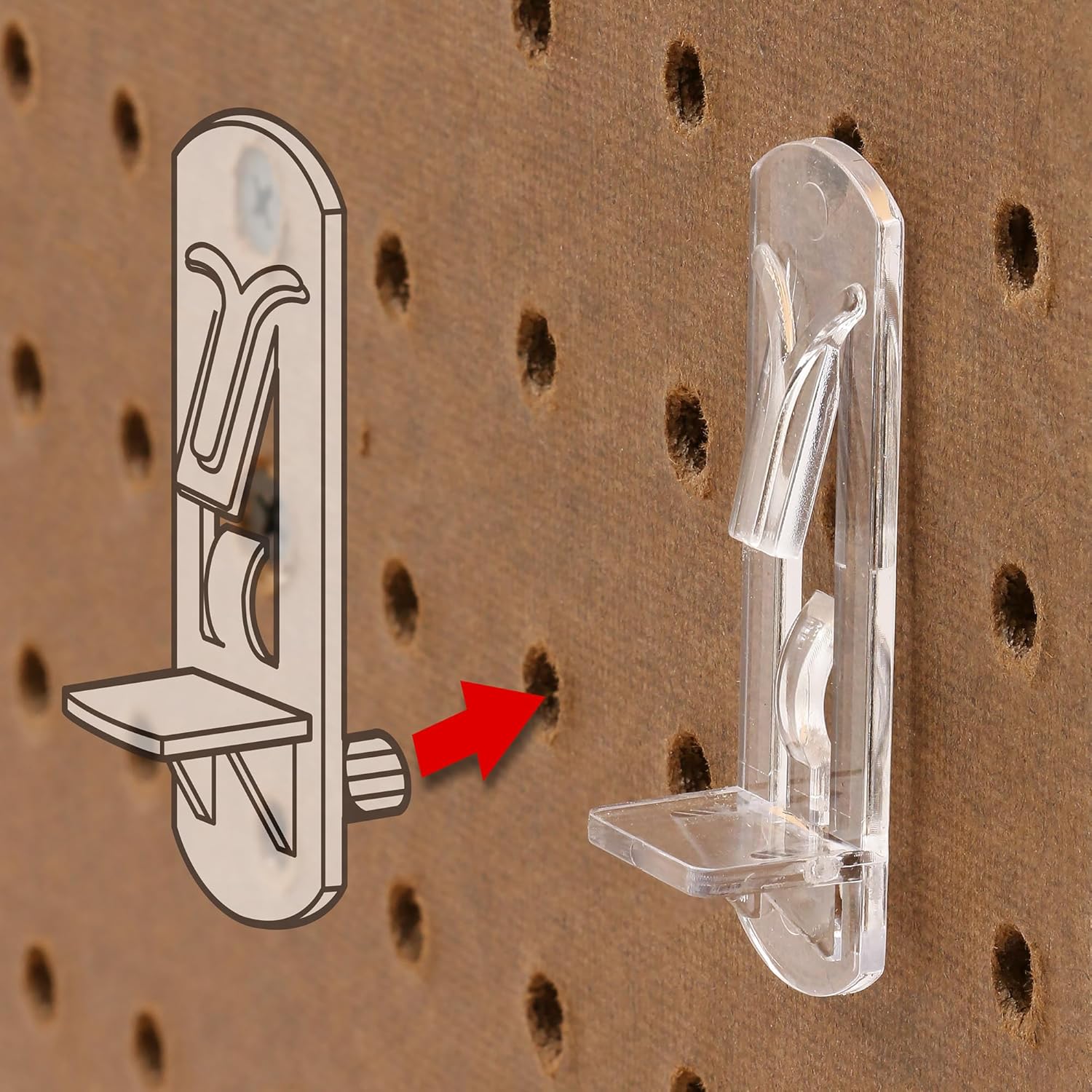 Prime-Line U 9398N Self-Locking Shelf Support Pegs, 1/4 In. Peg x 3/4 In. Shelf, Plastic (4 Pack) - Image 5