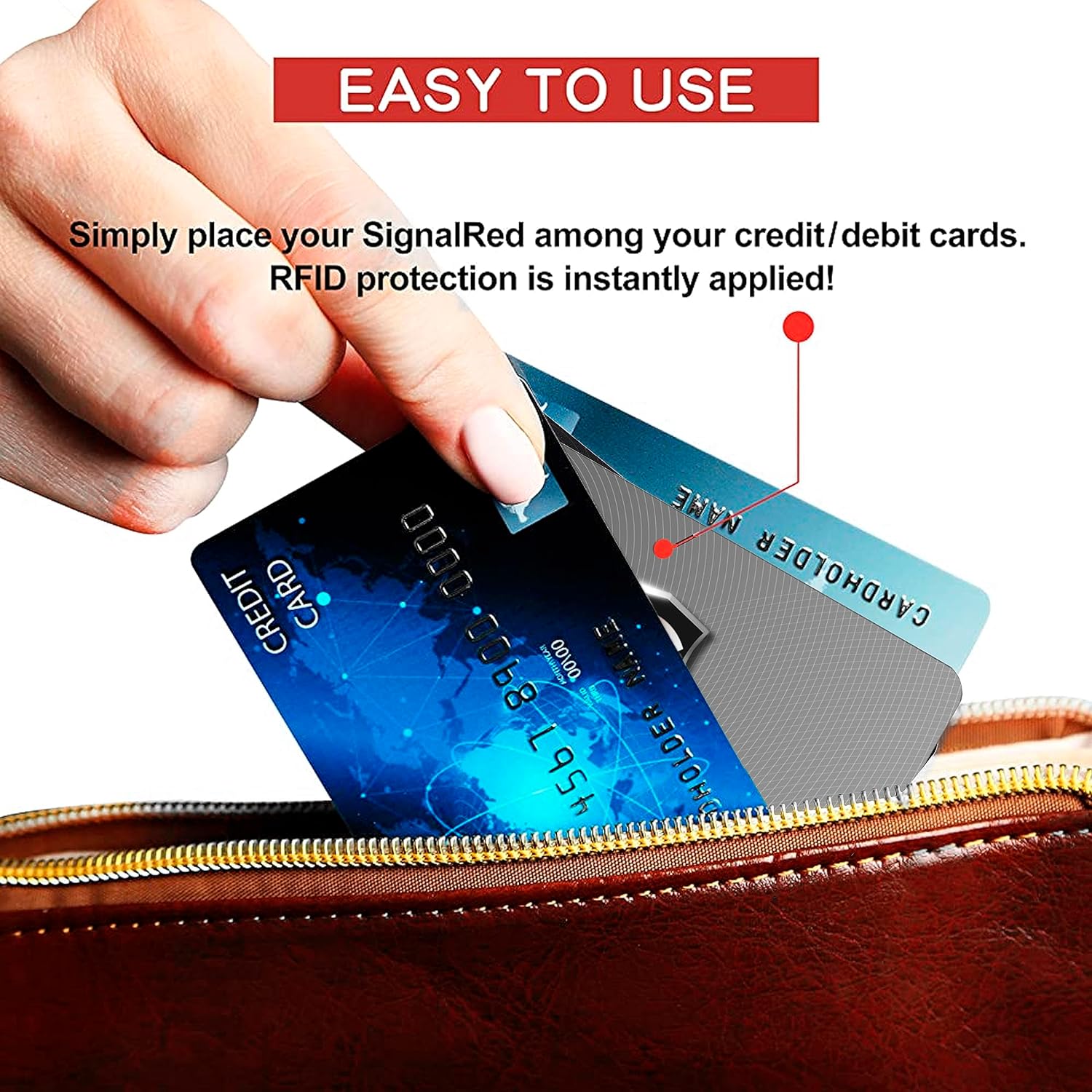 SaiTech IT 5 Pack RFID Blocking Cards, One Protects Entire Wallet Purse, NFC Contactless Bank Debit Credit Card Protector ID ATM Guard - Grey - Image 5