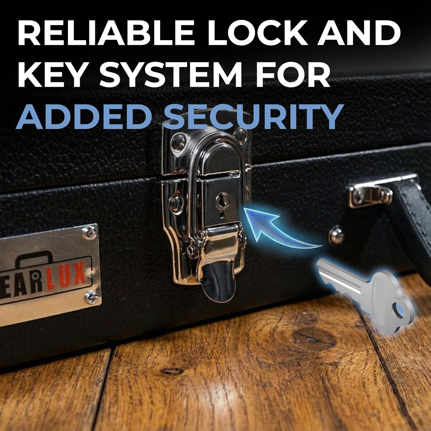 Gearlux Dreadnought Acoustic Guitar Hardshell Case with Accessory Compartment - Black - Image 4