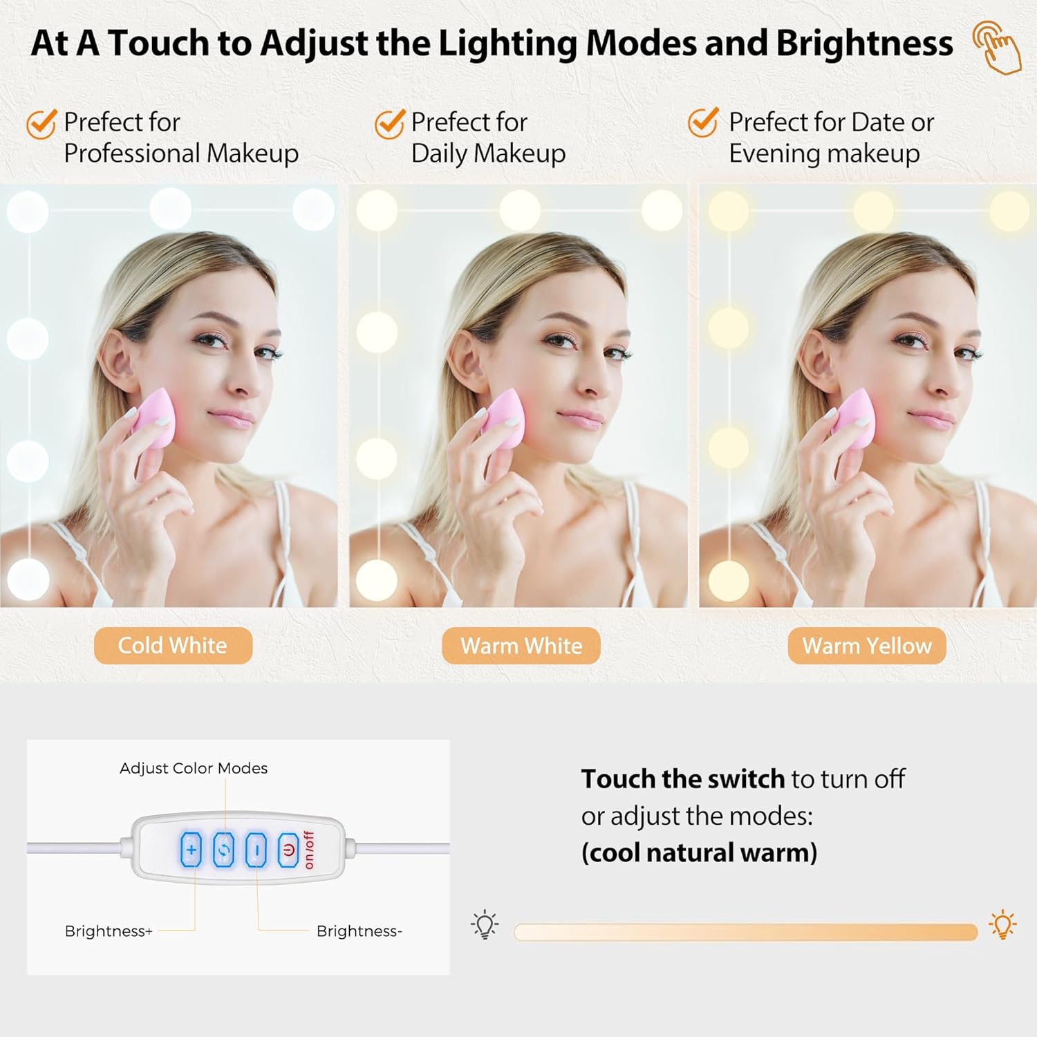 ANWBROAD Makeup Vanity Desk with Mirror & 10 LED Lights Big Vanity Set with Charging Station, Nightstand, Drawers, Storage Shelves, Stool, Bedroom Dressing Table for Women Girls White UBDT13W - Image 4