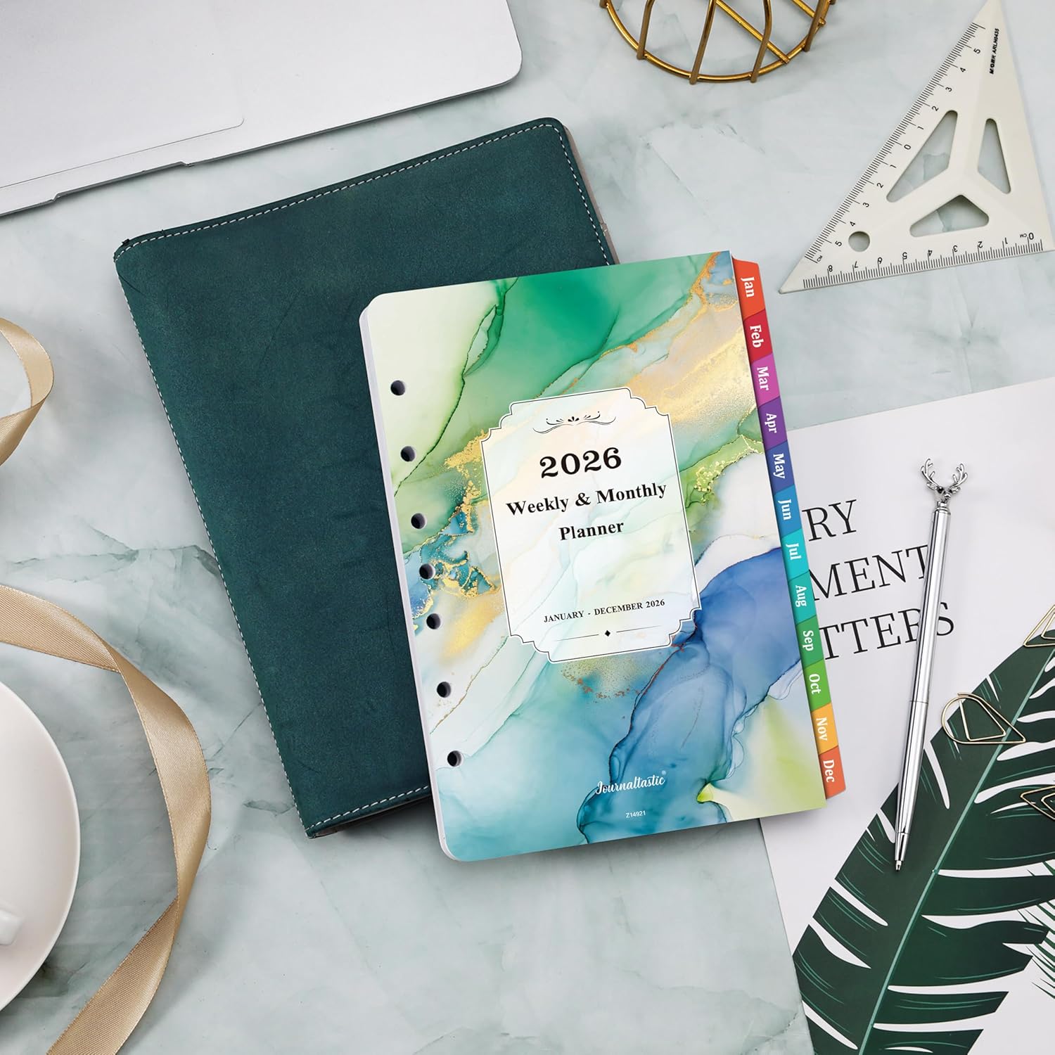 2026 Planner Refills - Planner Refills 2026, JAN 2026 - DEC 2026, A5 Planner Inserts, 2026 Weekly and Monthly Planner Refill, 5.5 x 8.5 inch, 7 Holes - Green - Image 8