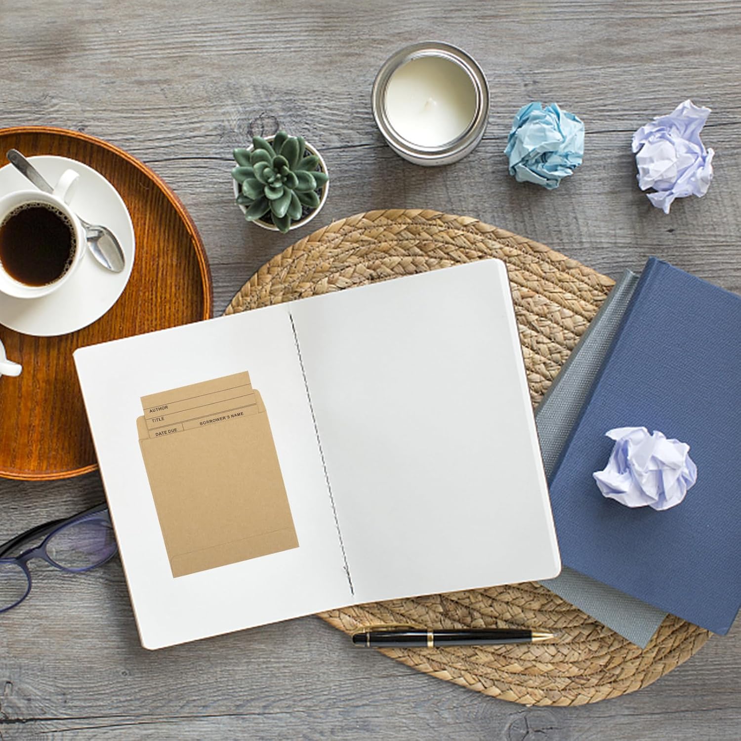 200Pcs Vintage Library Pockets and Cards, Brown Library Check out Cards Library Card Pocket Envelopes for School Office Public Library Books - Image 4