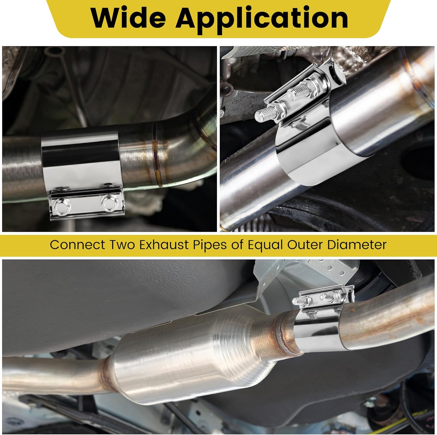 ZEHCLP 2 Pcs 1.75 inch Exhaust Clamp 1 3/4 Butt Joint 304 Stainless Steel Band Clamp Sleeve Couple Catalytic Converters,Muffler (2, 1.75 inch) - Image 6