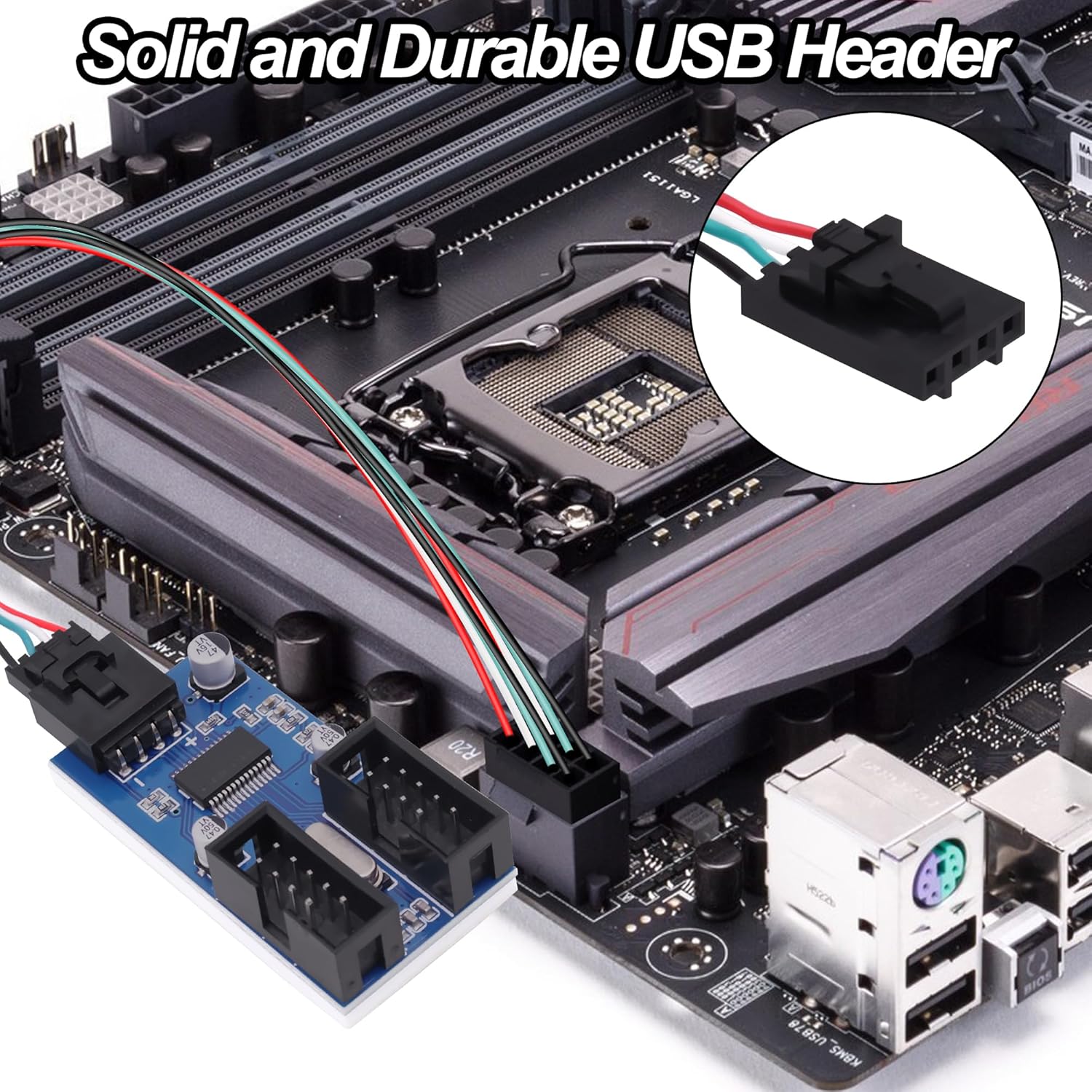 Motherboard Internal USB Hub Header Splitter USB A Male to Dual Motherboard 9 Pin USB 2.0 Female Splitter 1 to 2 Converter Extension 22cm Cable Adapter Port Multiplier for CPU WiFi Card - Image 3