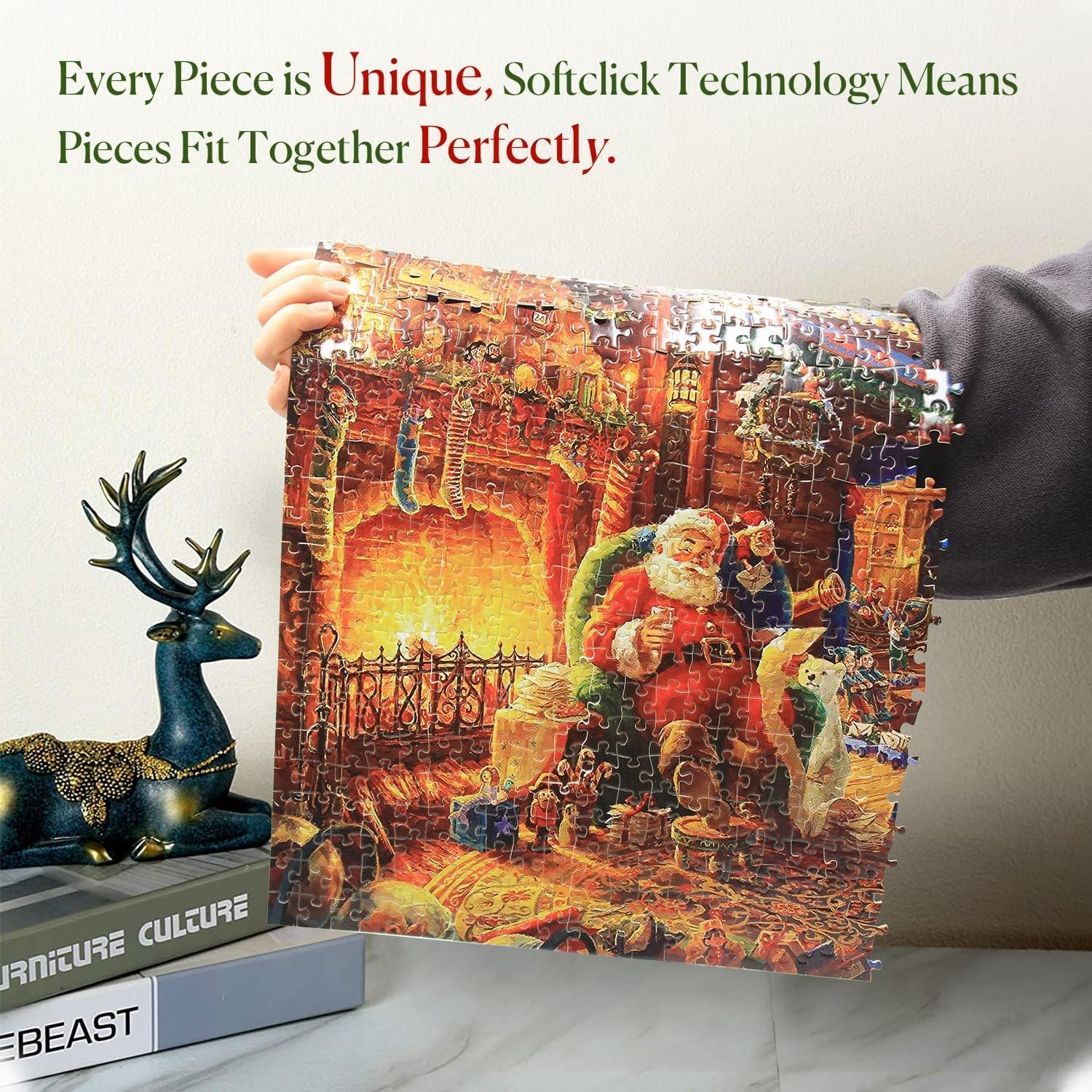 1000 Piece Cardboard Jigsaw Puzzles, Beautiful Christmas Puzzle - Every Piece Unique, Softclick Technology for 27x20 Inch - Image 4