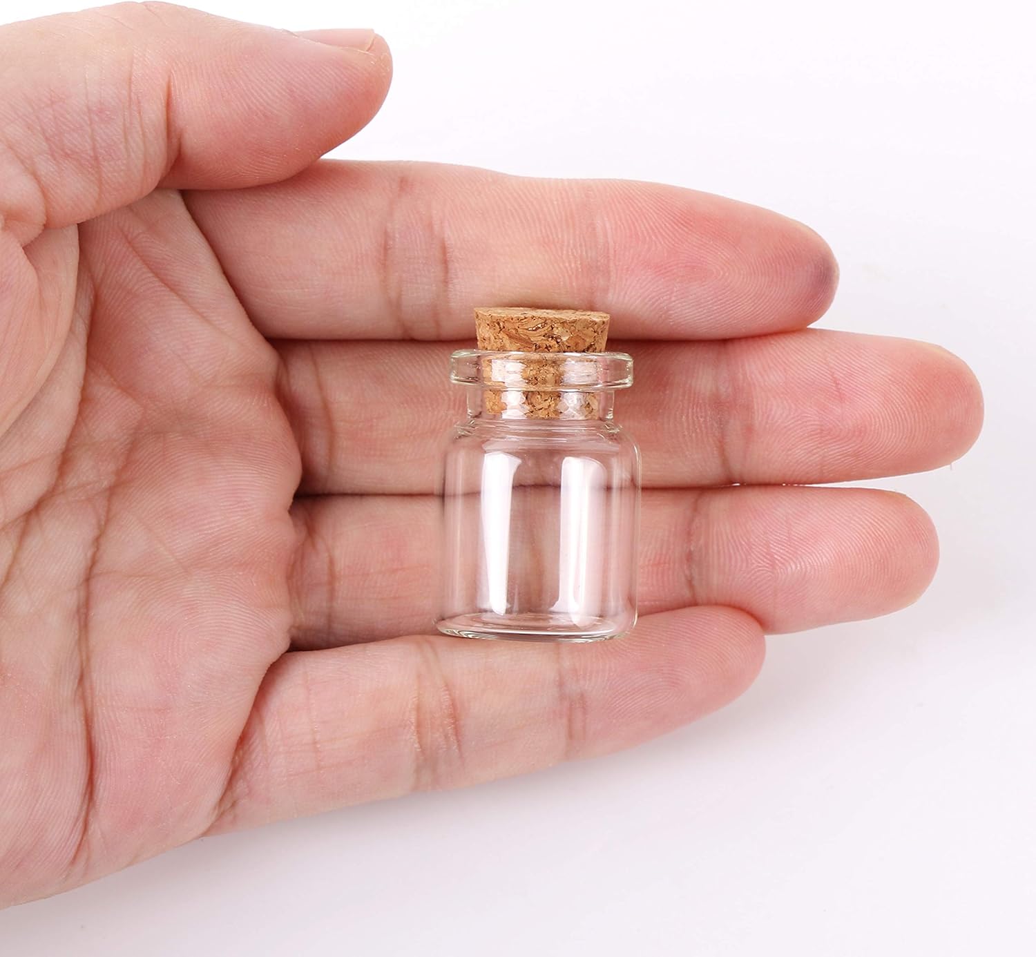 MaxMau 100 Count Small Glass Bottles with Corks,5ml Tiny Vials Clear Mini Jars Wooden Stopper for Art Crafts Storage Party Decoration Wedding Favors - Image 3