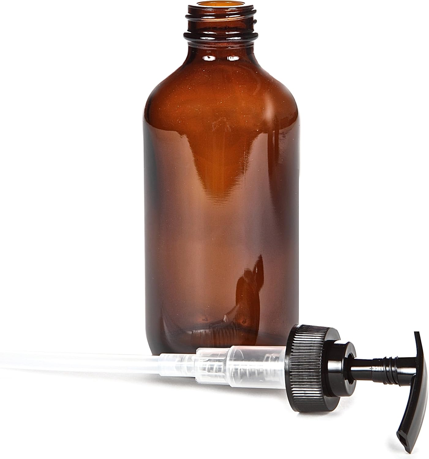 Vivaplex, 4, Large, 8 oz, Empty, Amber Glass Bottles with Black Lotion Pumps - Image 4